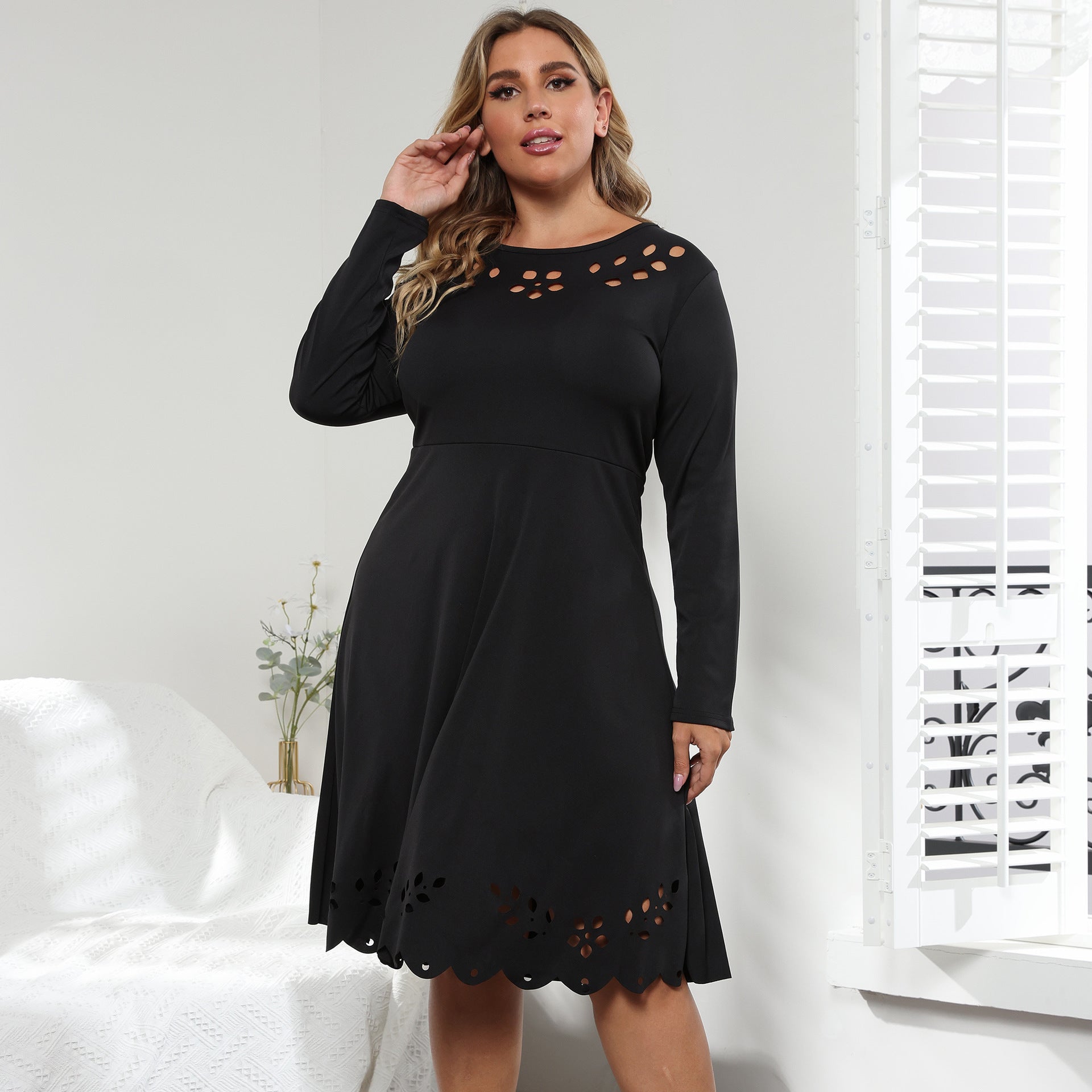 Fit and Flare Cut-Outs Dress