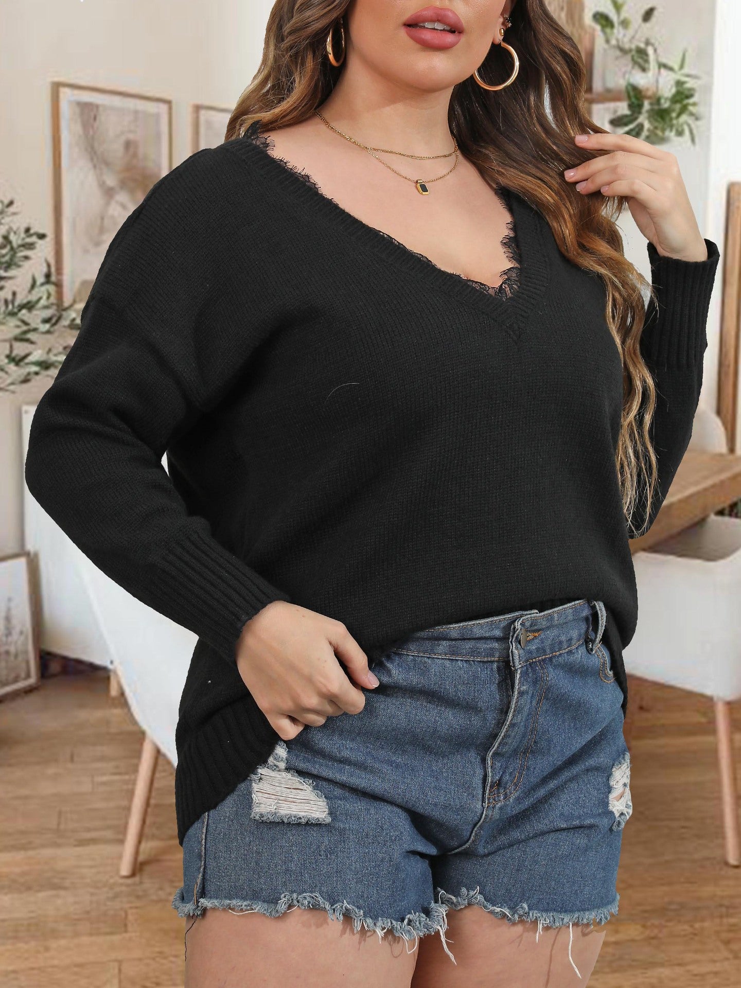 Women V-Neck Pullover
