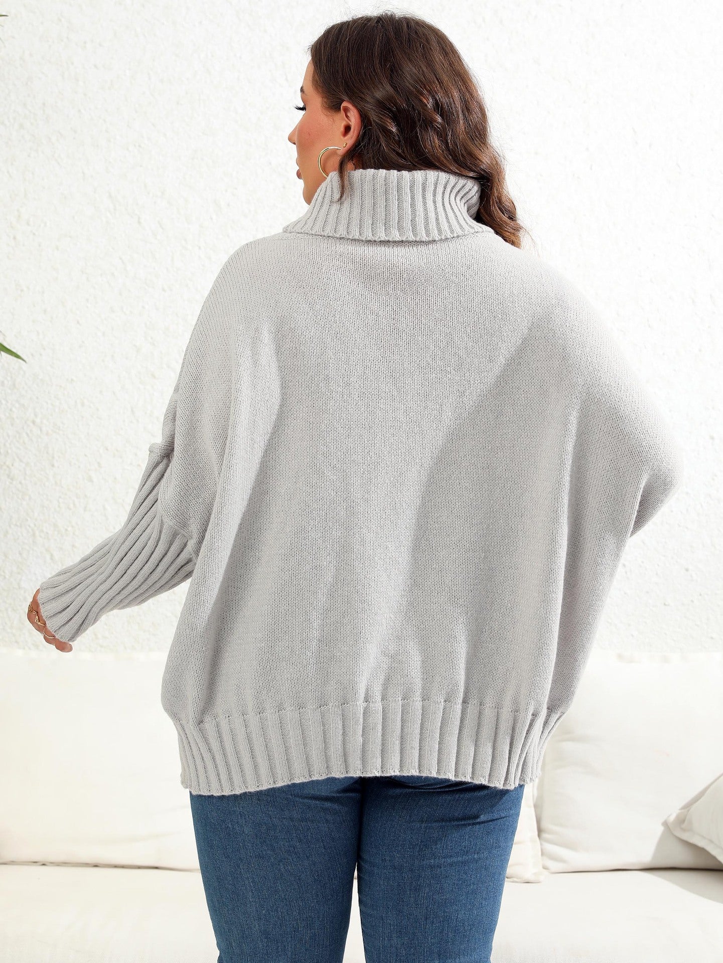 Women Plus Size Turtle Neck Pullover
