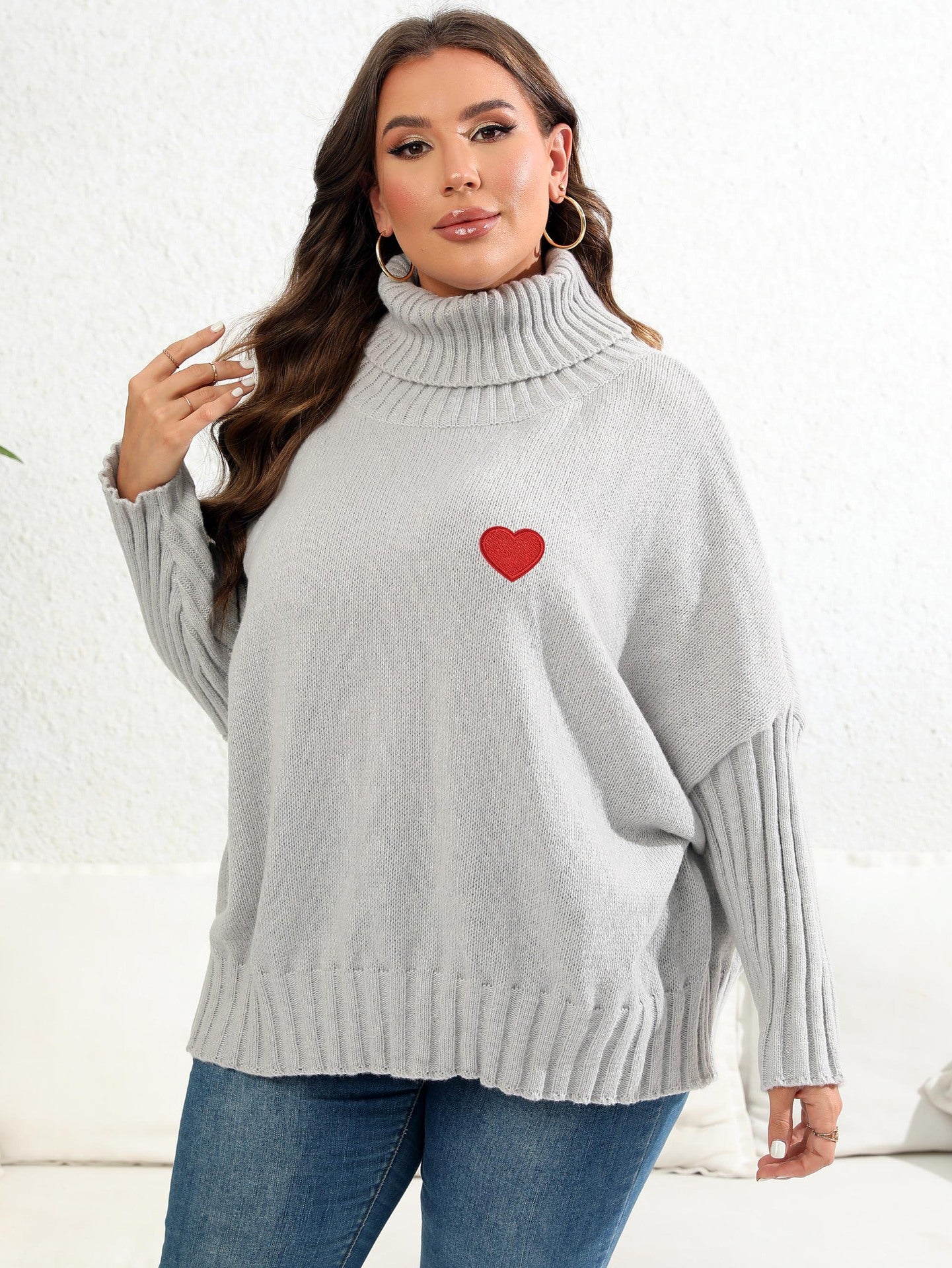 Women Plus Size Turtle Neck Pullover