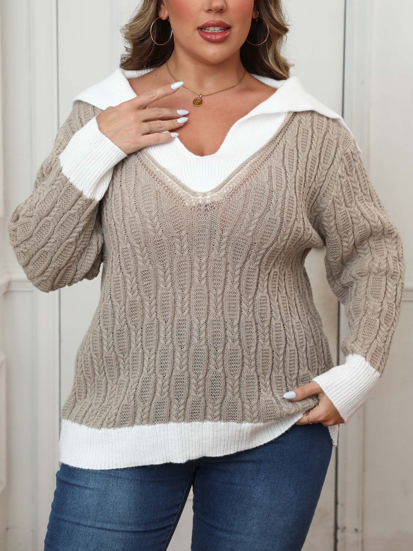 Women Cable Knit Pullover