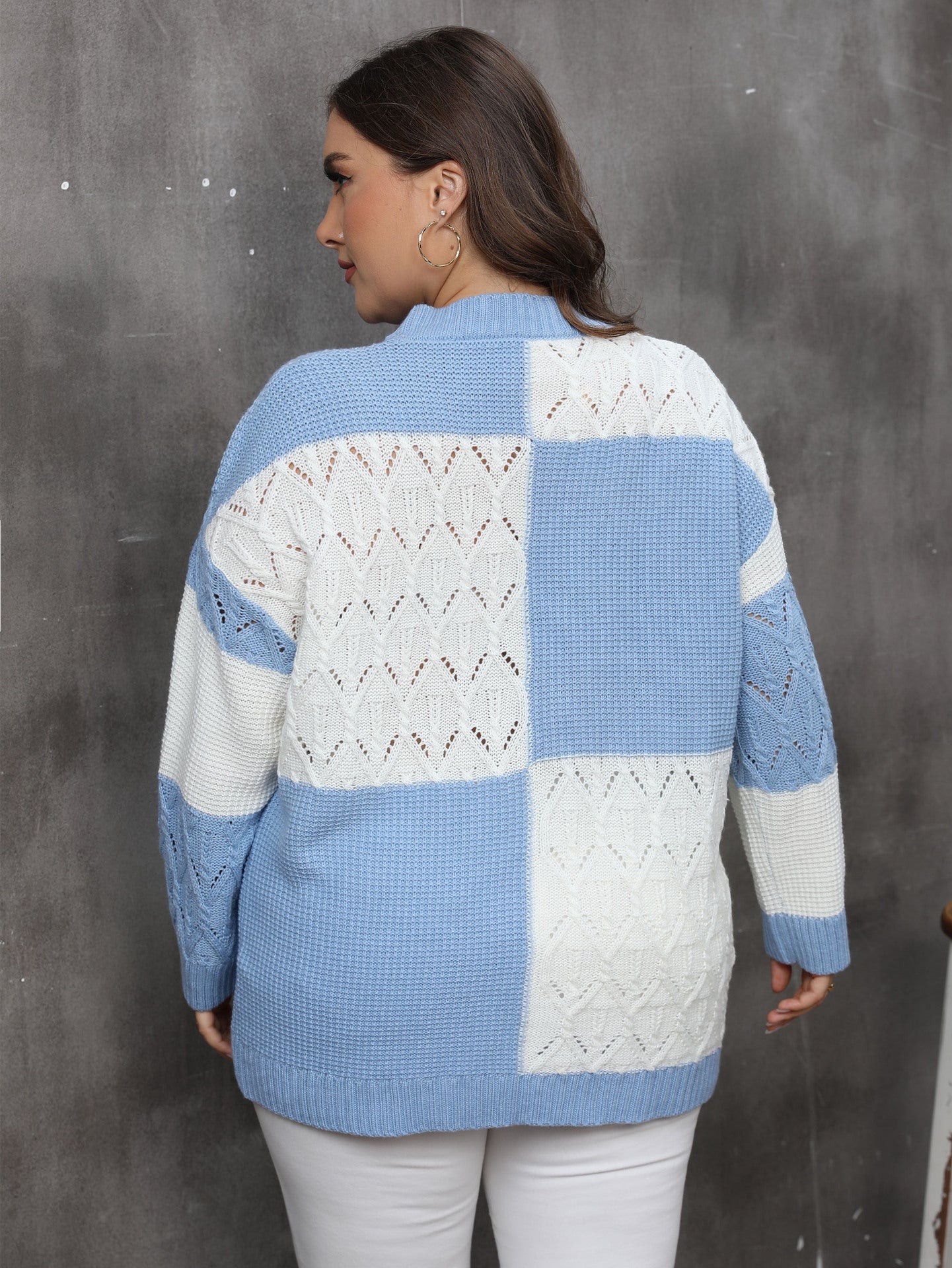 Women Cable Knit Colourblocked Pullover