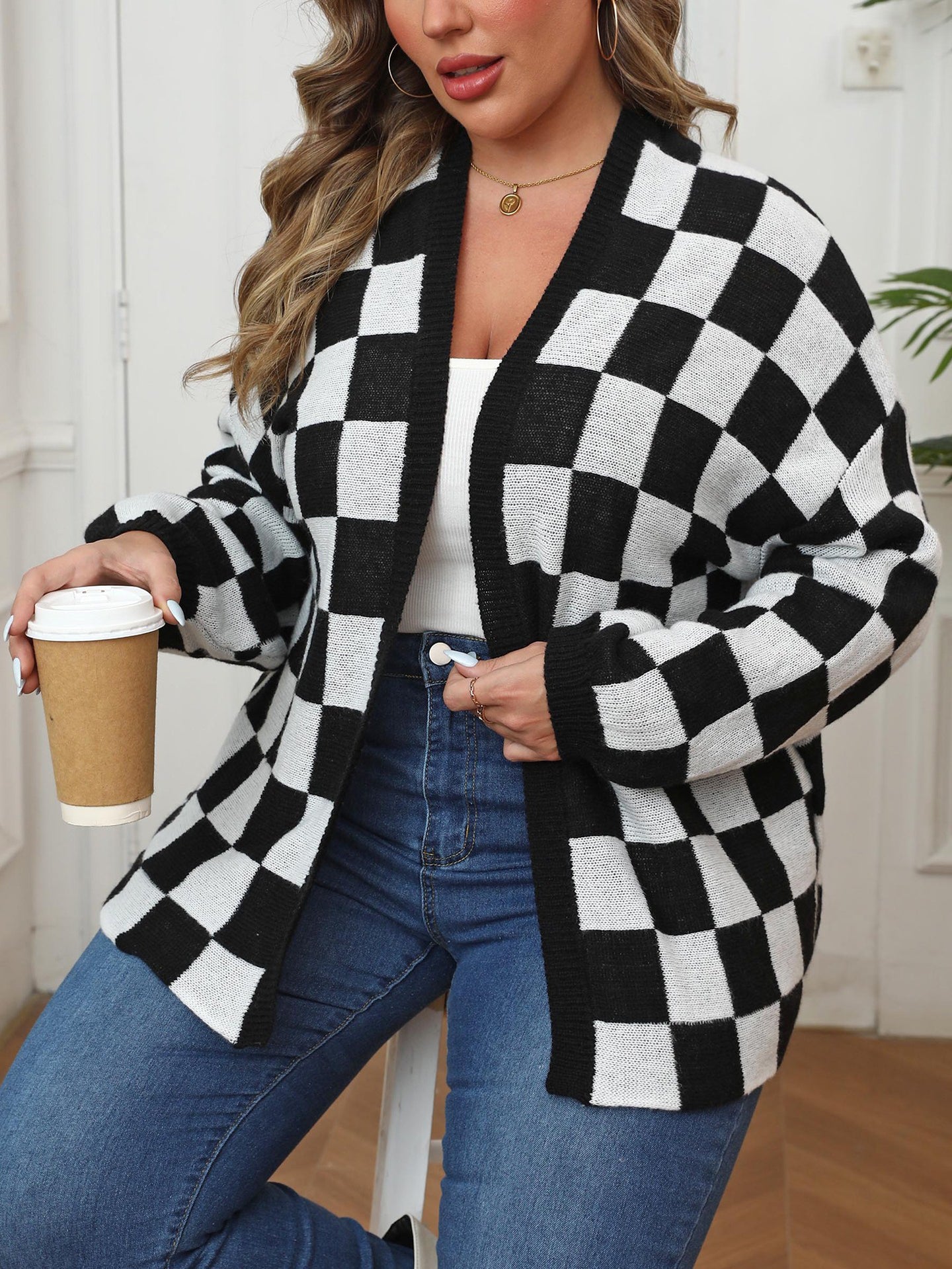 Women Checked Shrug
