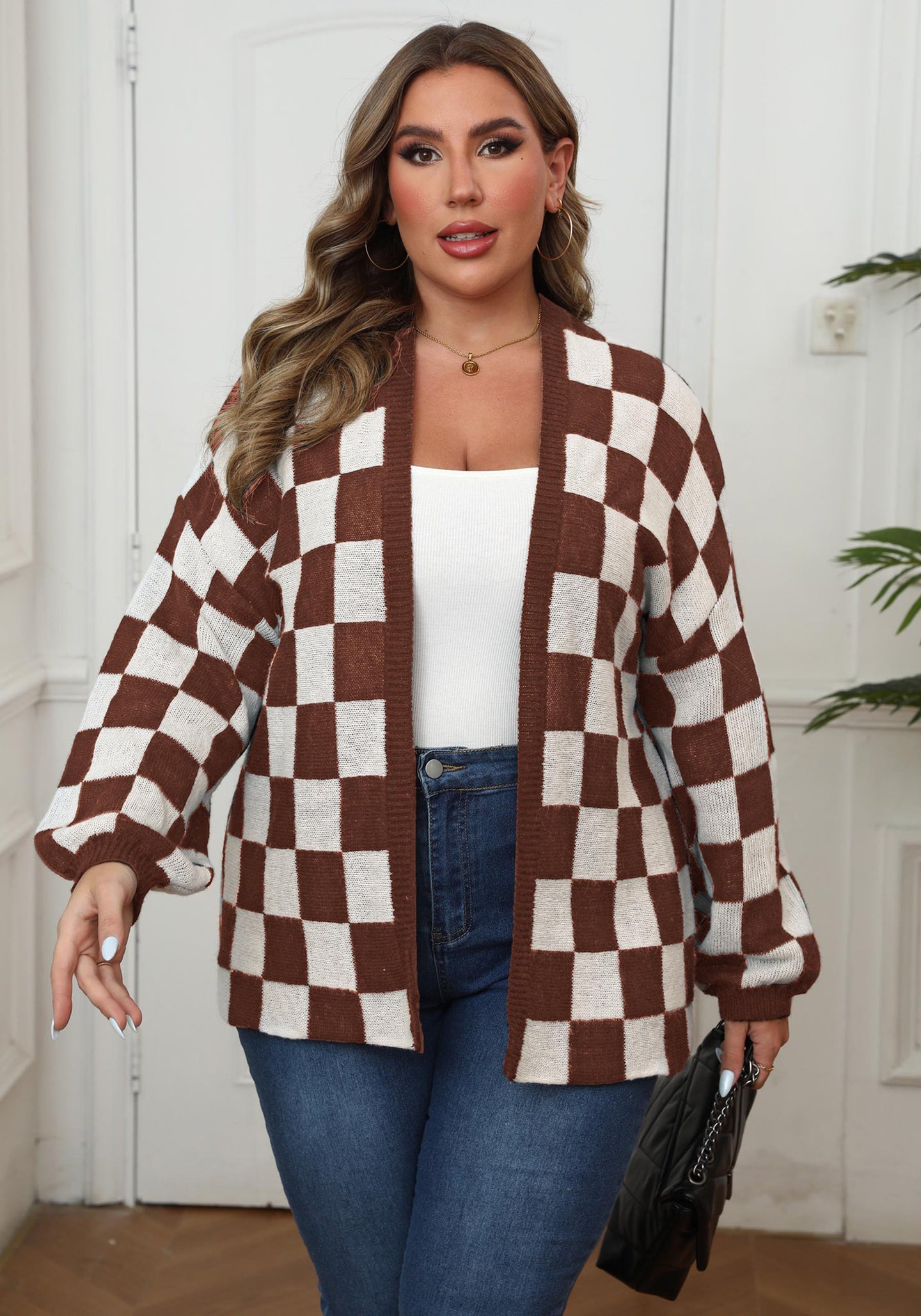 Women Checked Shrug