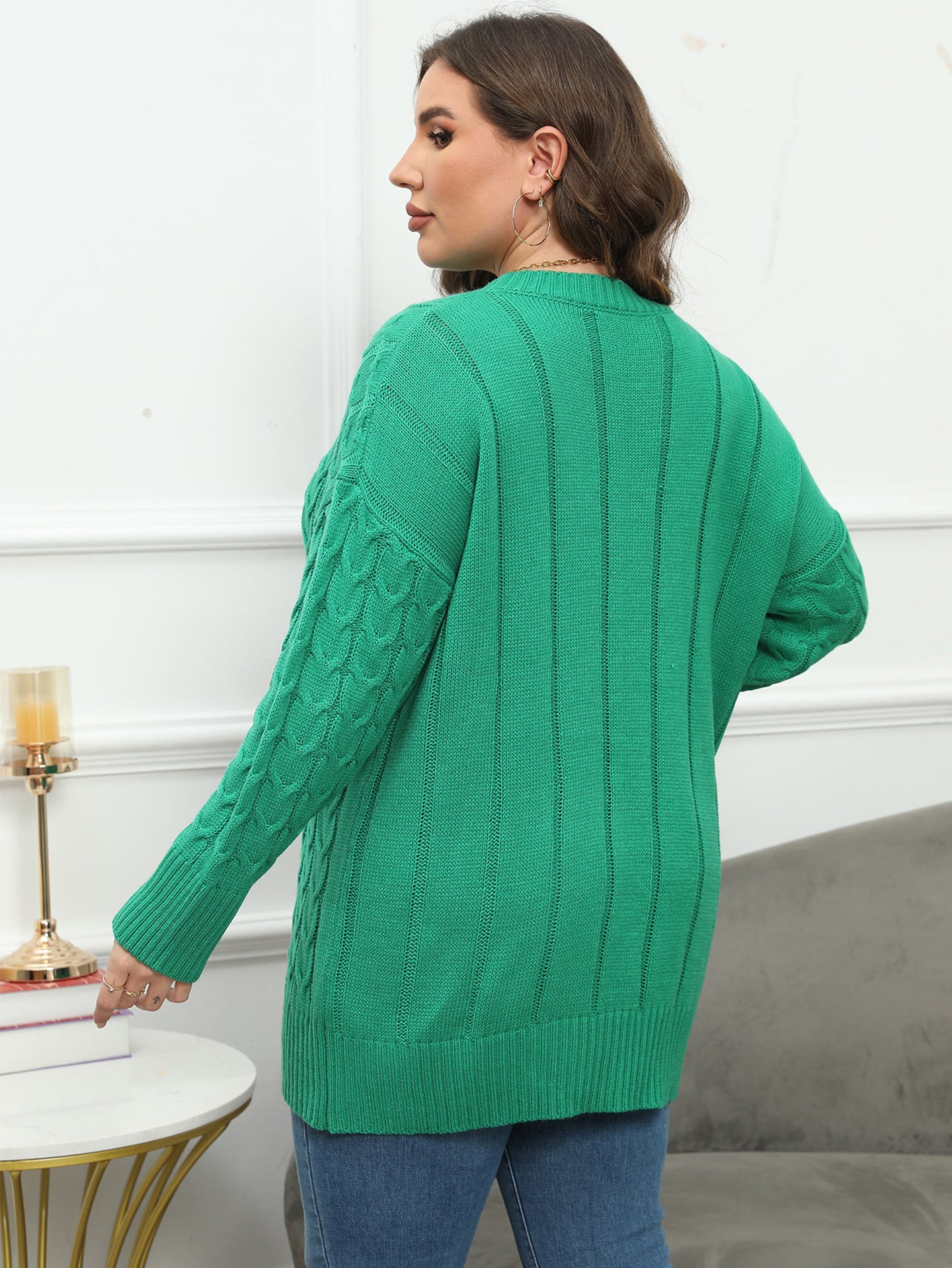 Women Plus Size Cable Knit Pullover