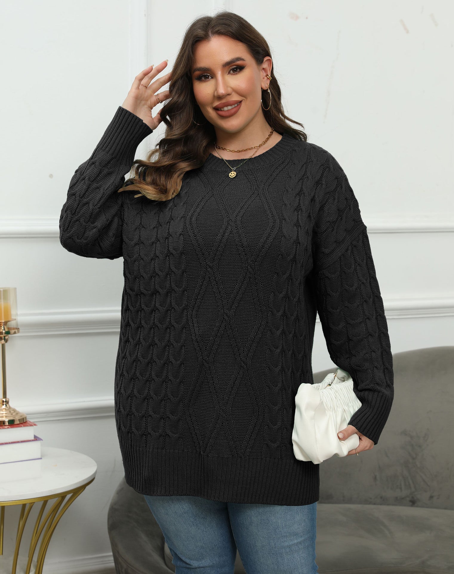 Women Cable Knit Pullover
