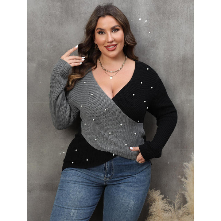 Women Plus Size Colourblocked Pullover with Embellished Detail