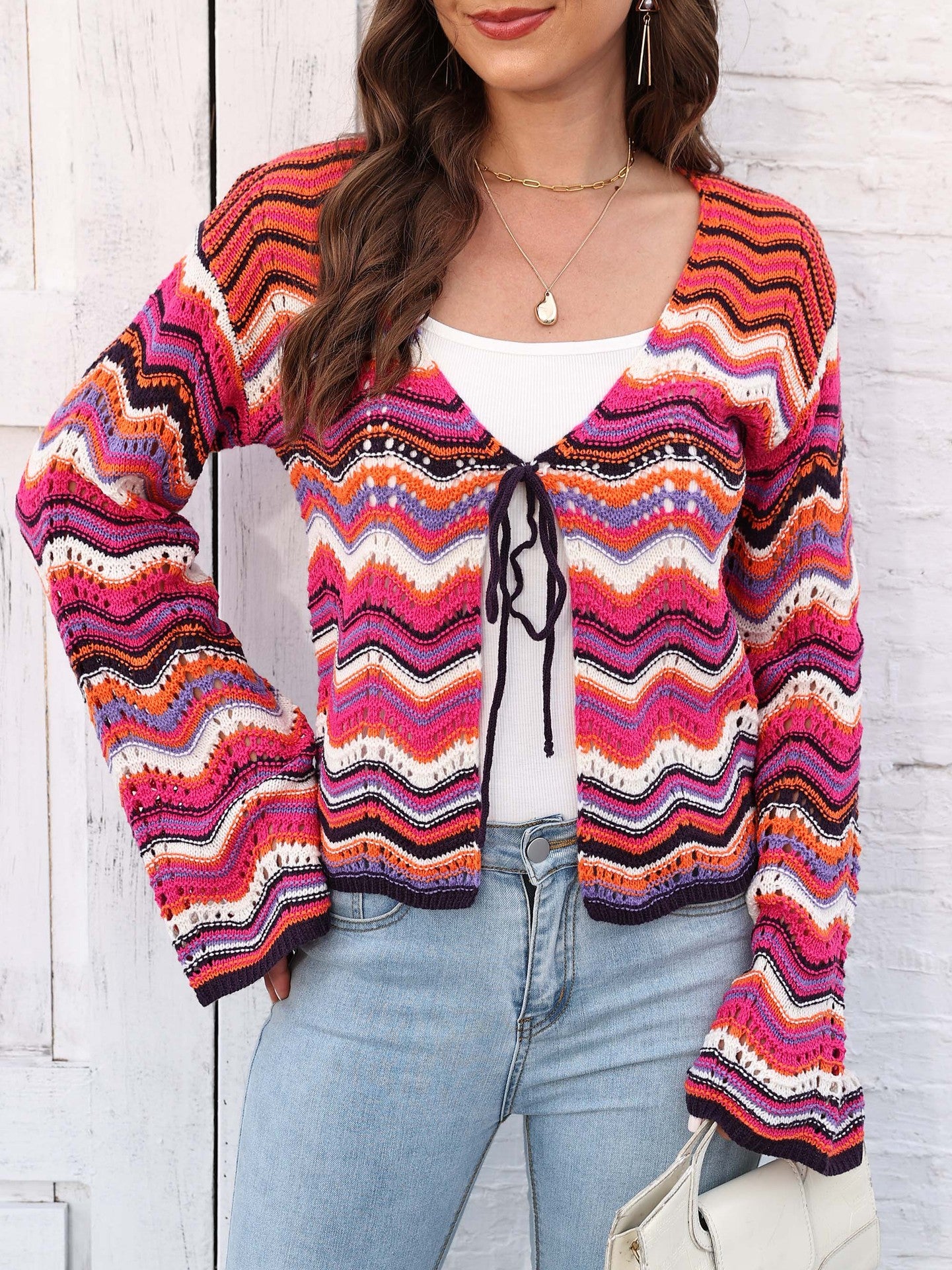 Self Design Acrylic Tie-Up Shrug
