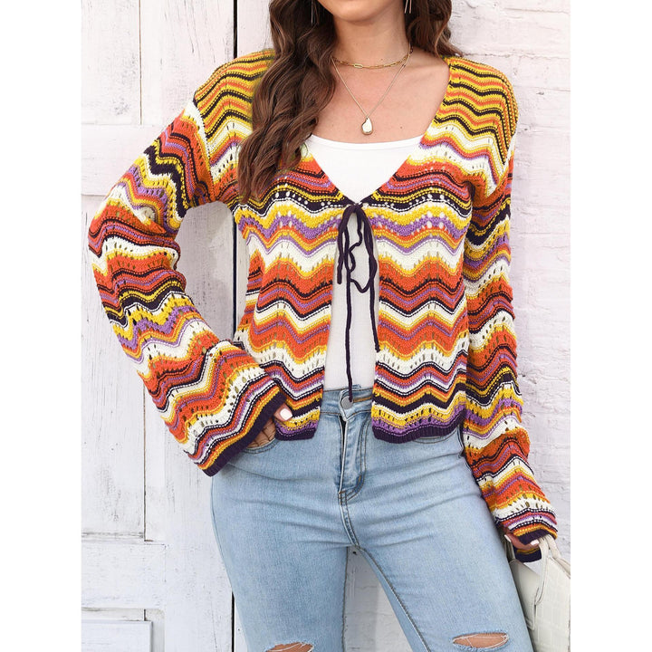 Yellow & White Printed Tie-Up Shrug