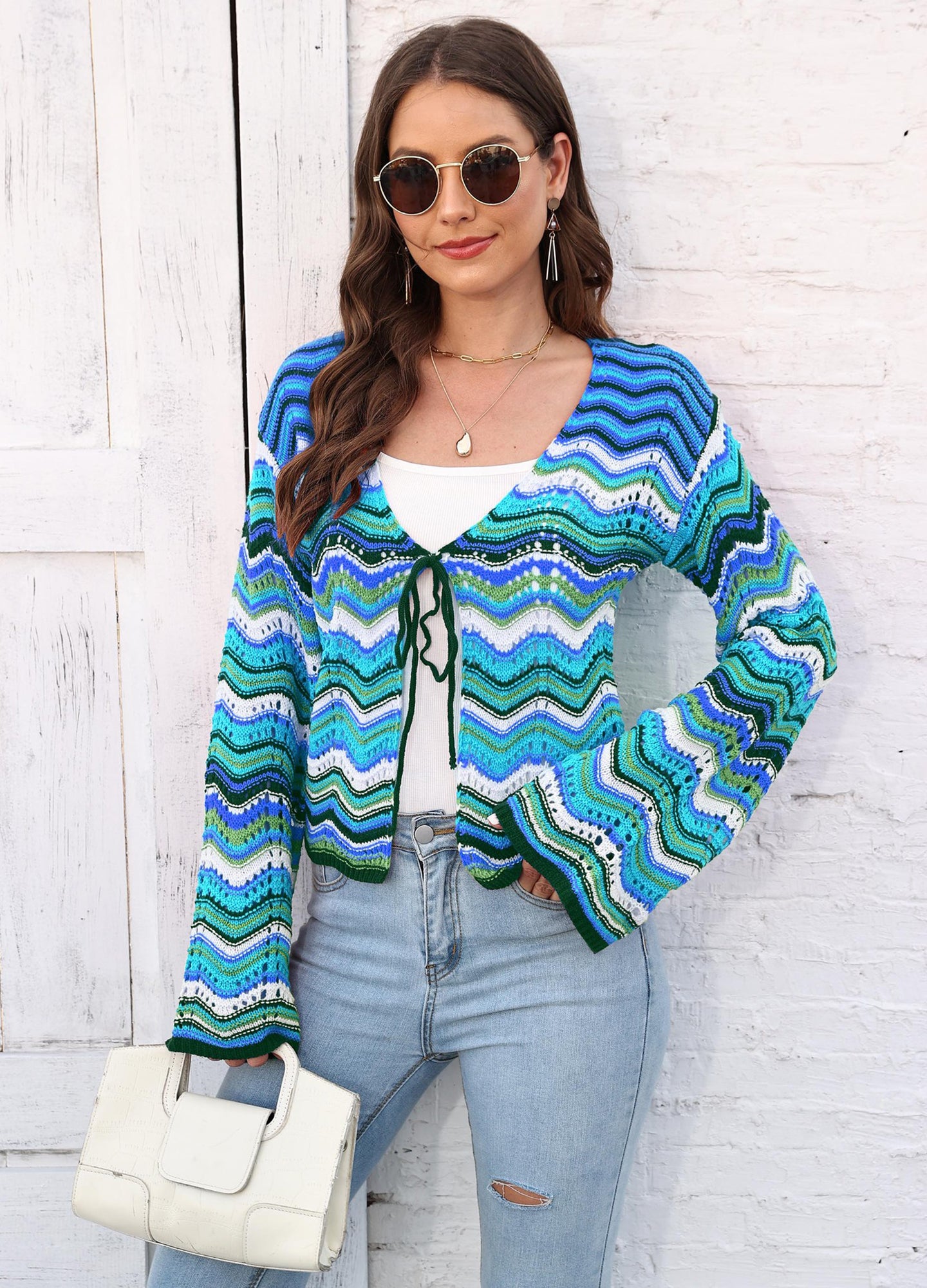 Women Printed Tie-Up Shrug