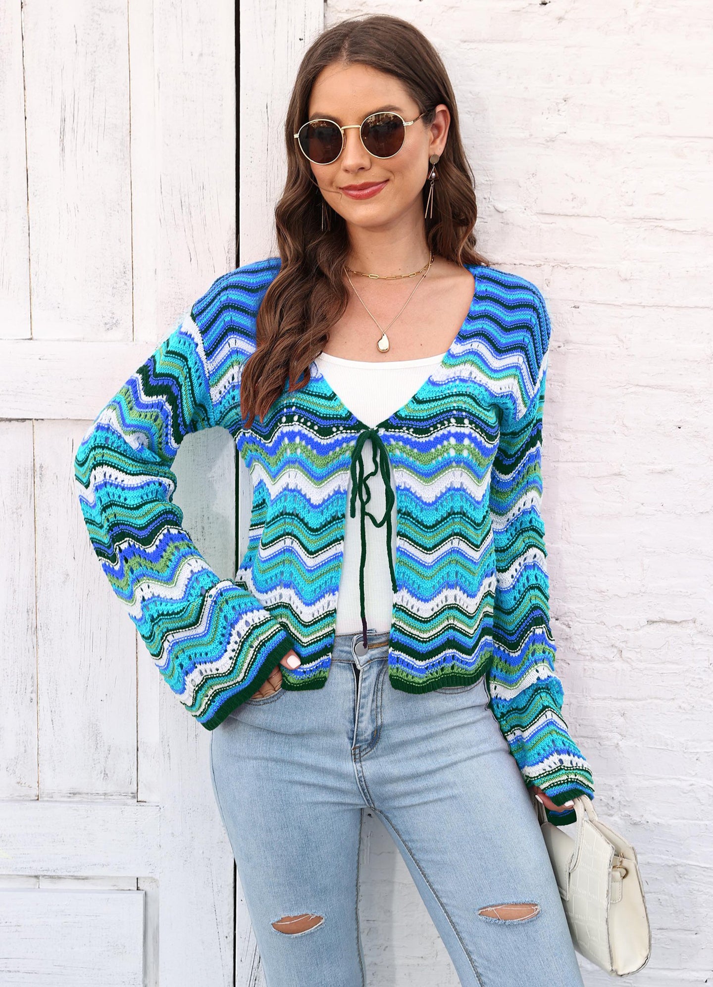 Women Printed Tie-Up Shrug