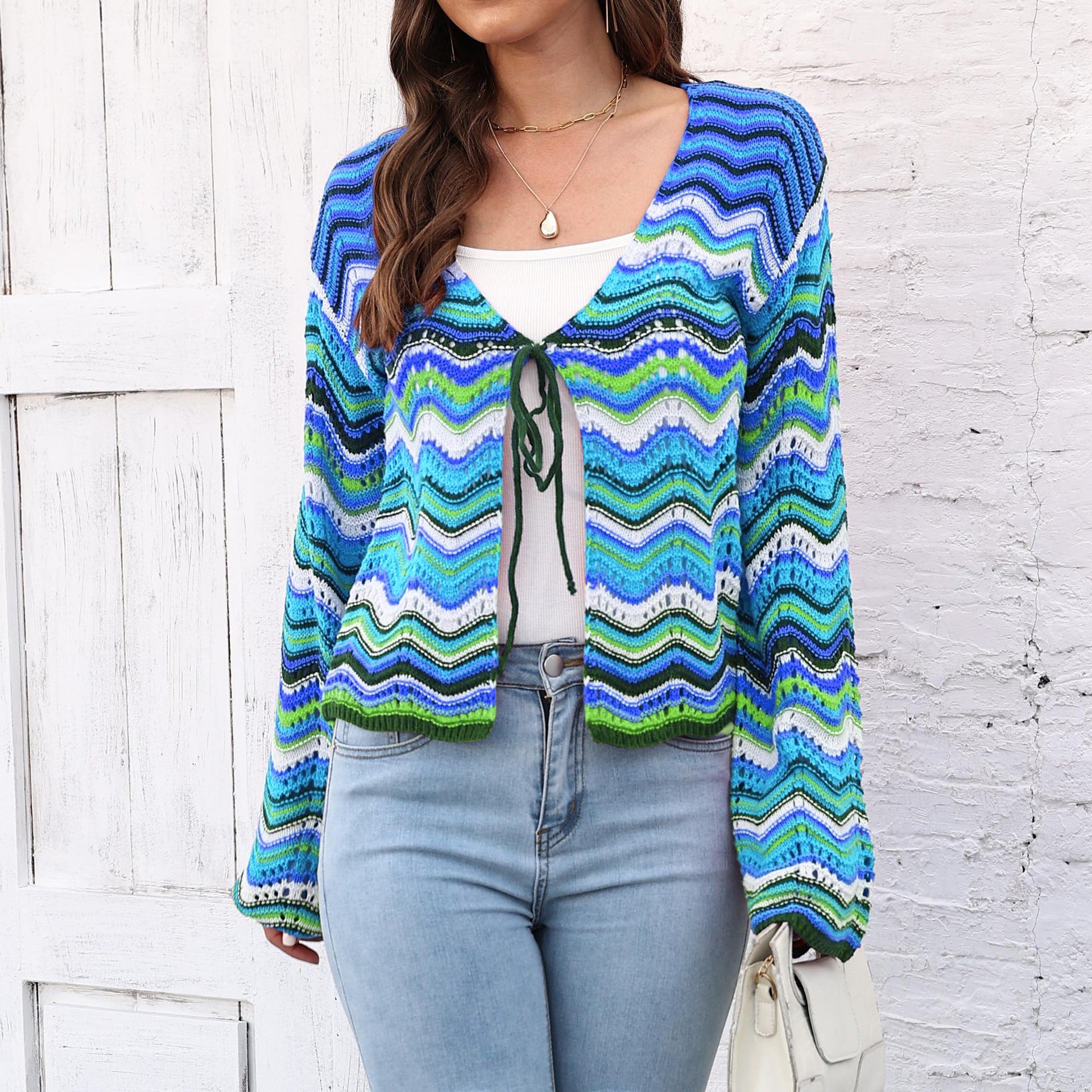 Women Printed Tie-Up Shrug