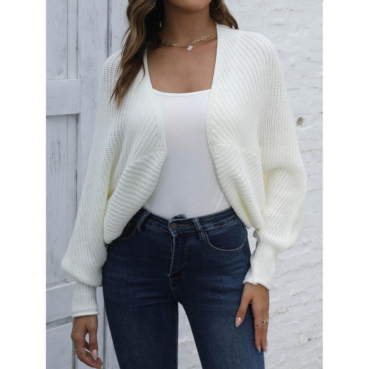 White Self Design Crop Shrug