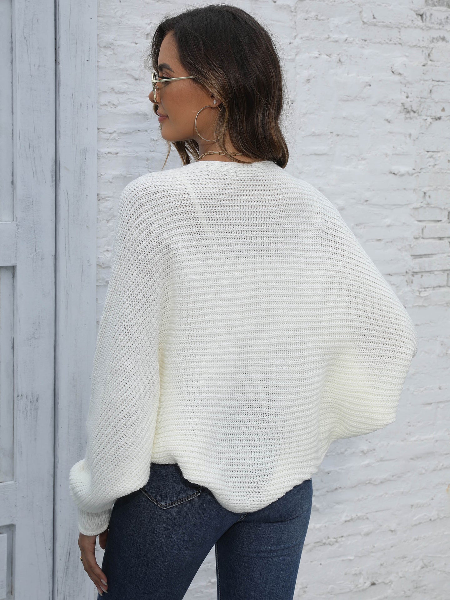 White Self Design Crop Shrug