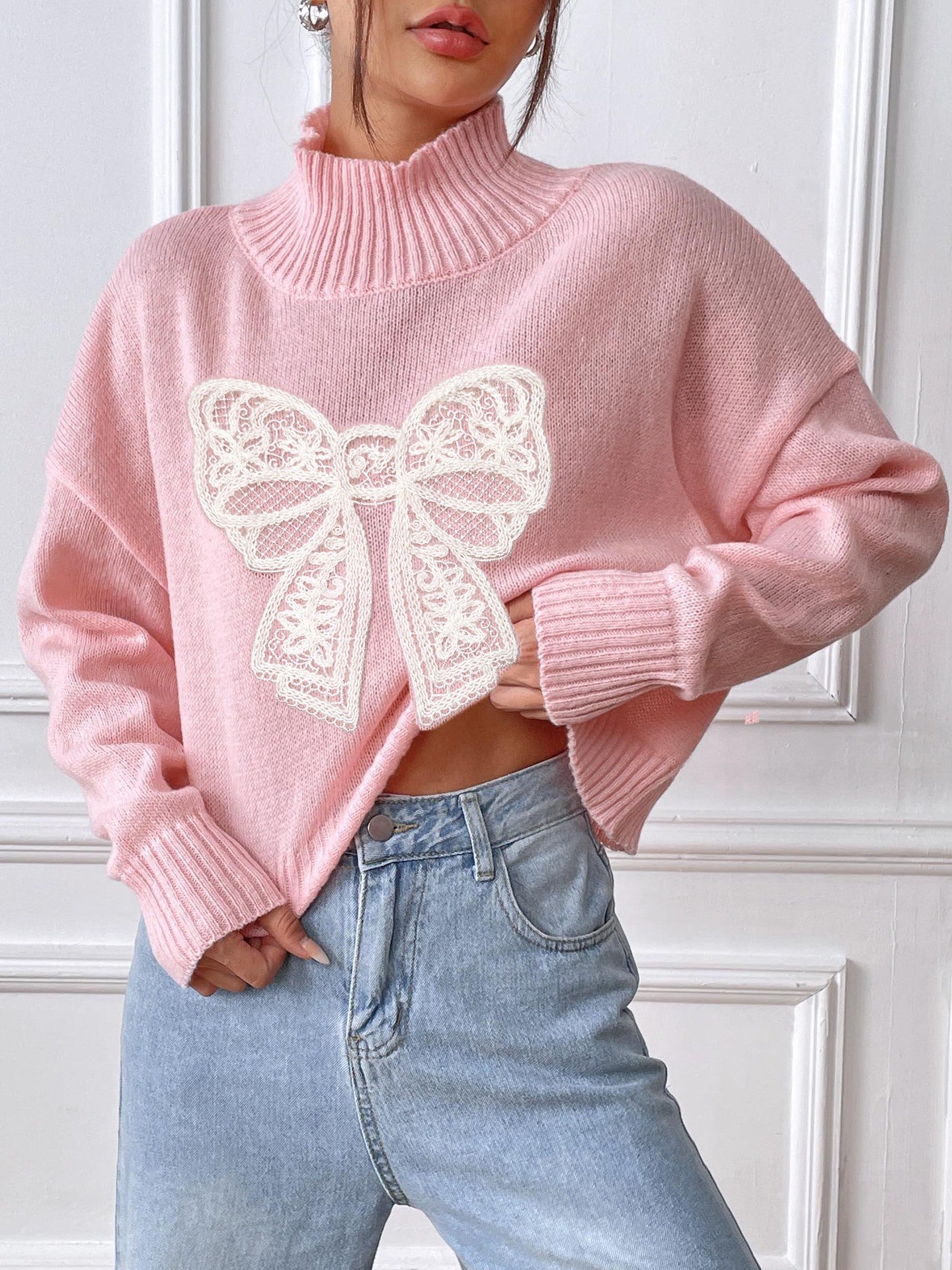 Women Turtle Neck Long Sleeves Pullover Sweaters