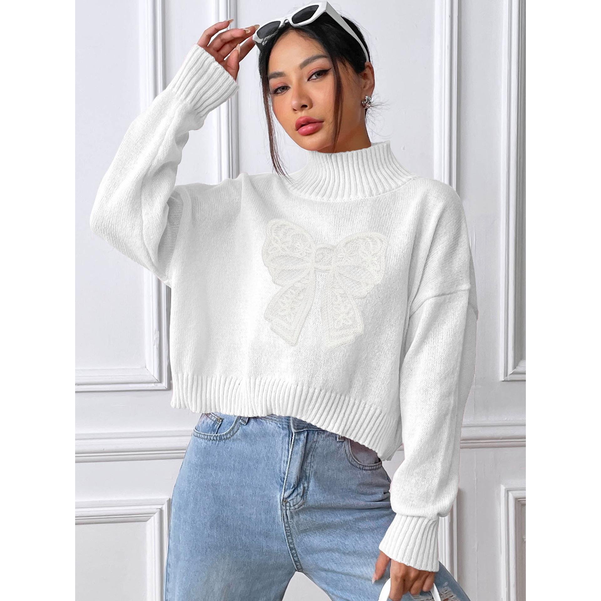 Women Turtle Neck Long Sleeves Pullover Sweater