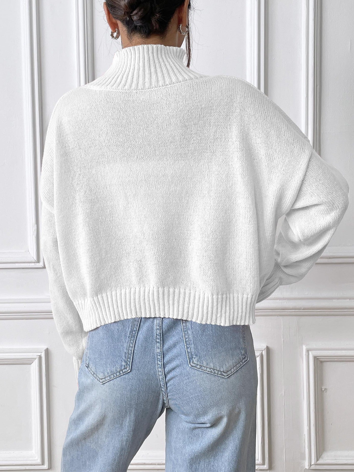 Women Turtle Neck Long Sleeves Pullover Sweater