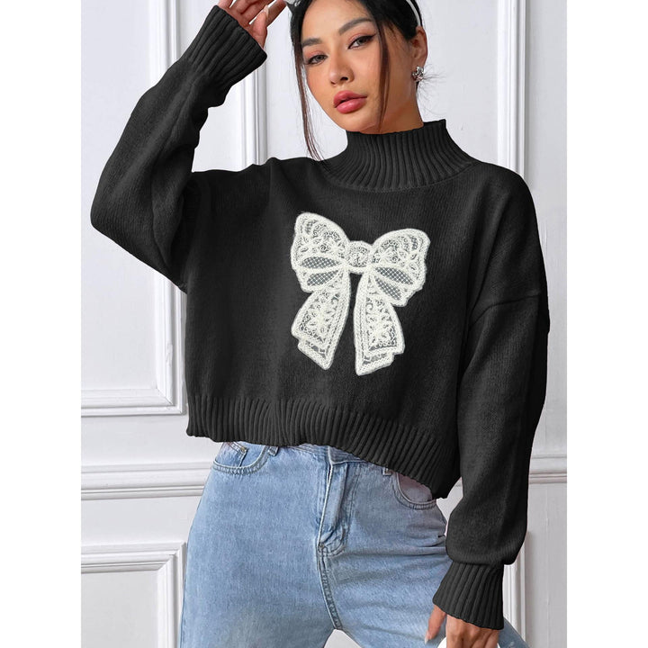 Women Graphic Printed Turtle Neck Pullover Sweaters