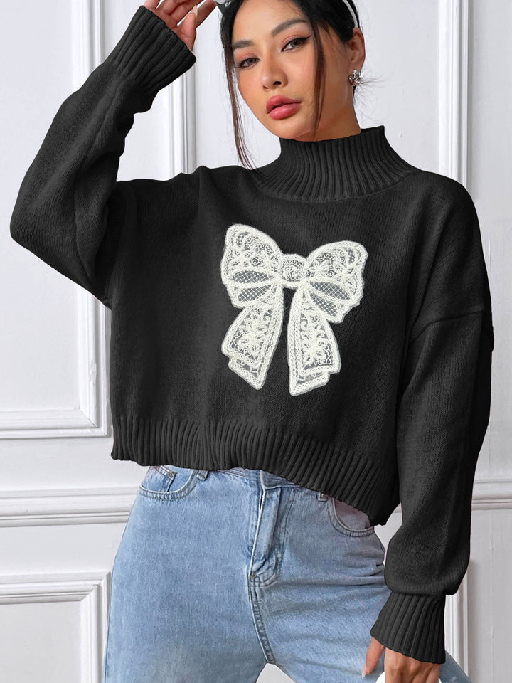Women Graphic Printed Turtle Neck Pullover Sweaters