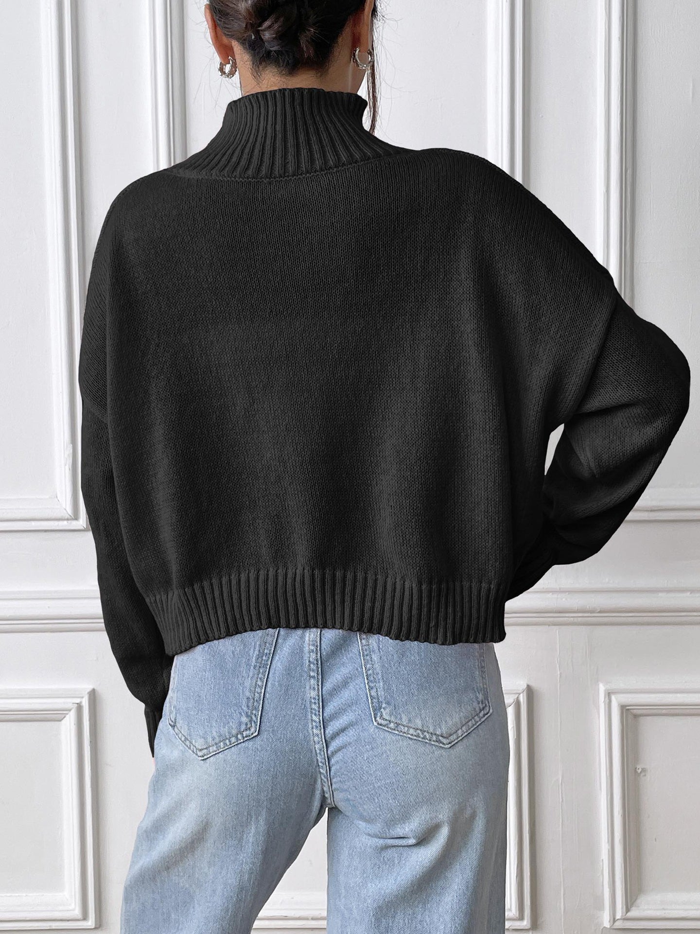Women Graphic Printed Turtle Neck Pullover Sweaters