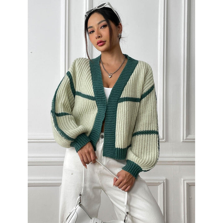 Green & White Striped Shrug
