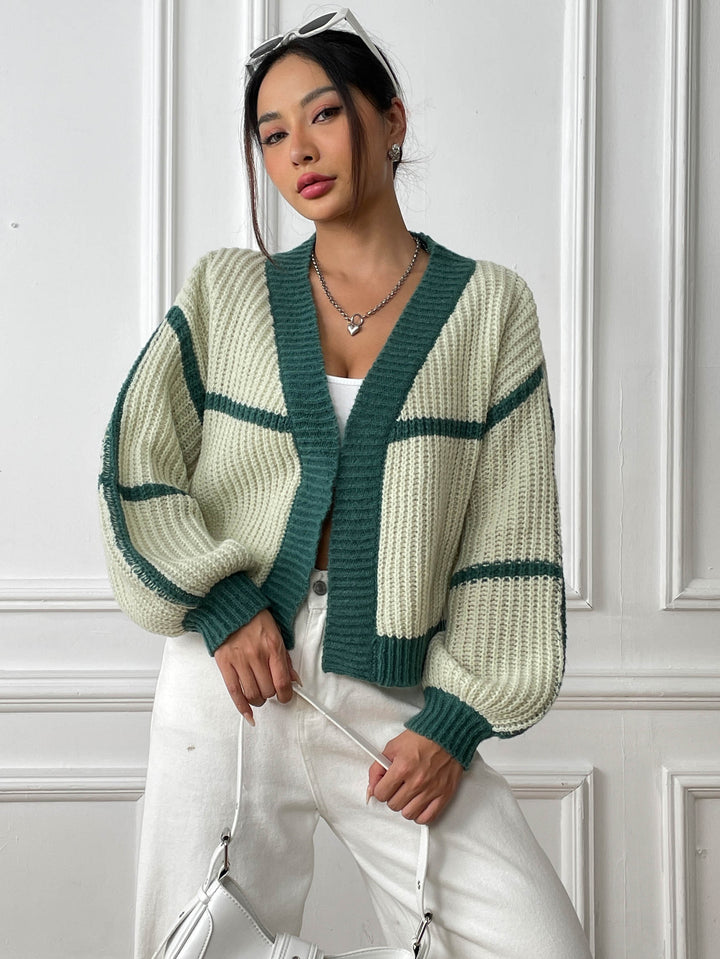 Green & White Striped Shrug