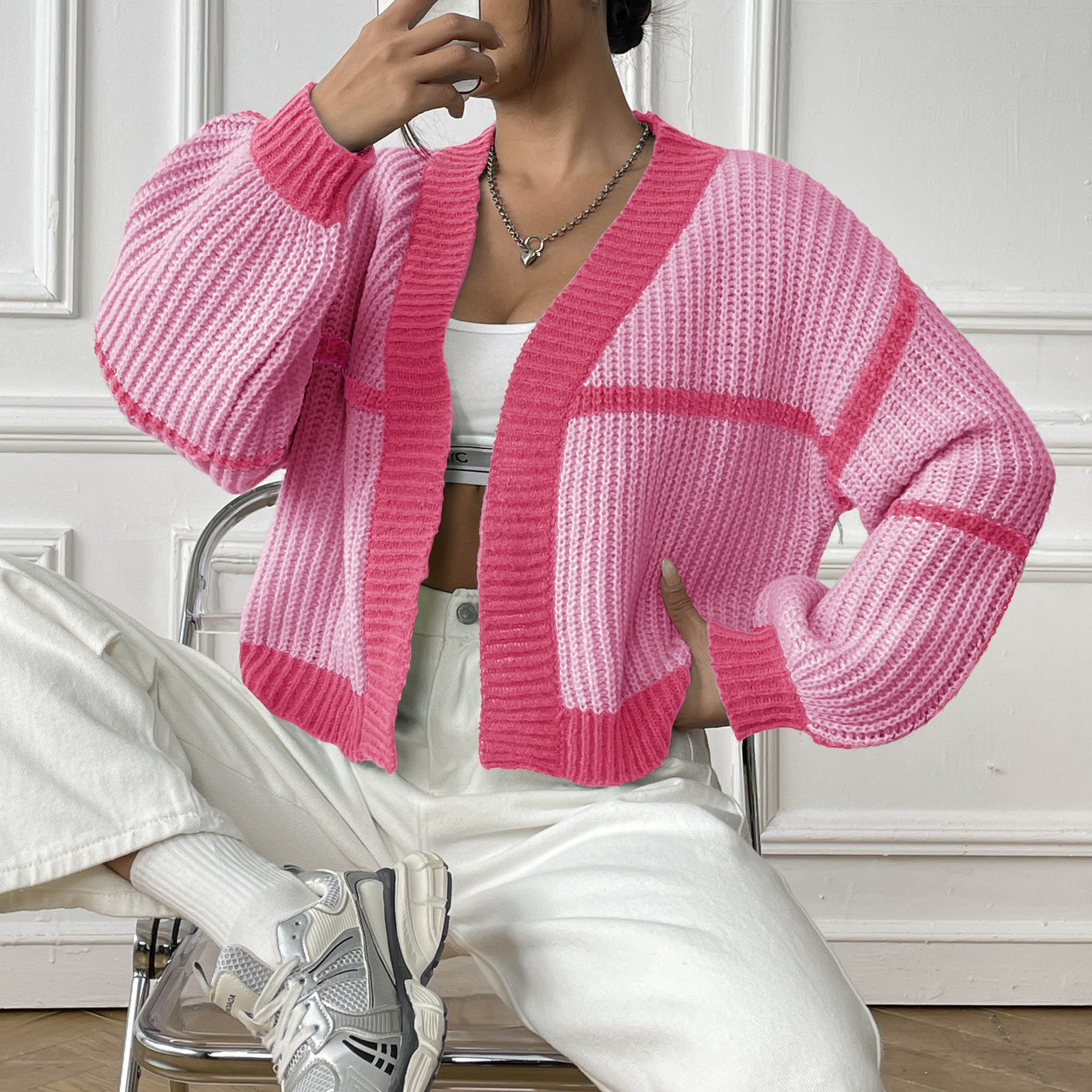 Long Sleeves Striped Shrug