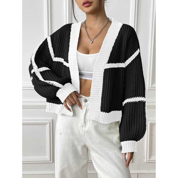 Black & White Striped Open Front Shrug