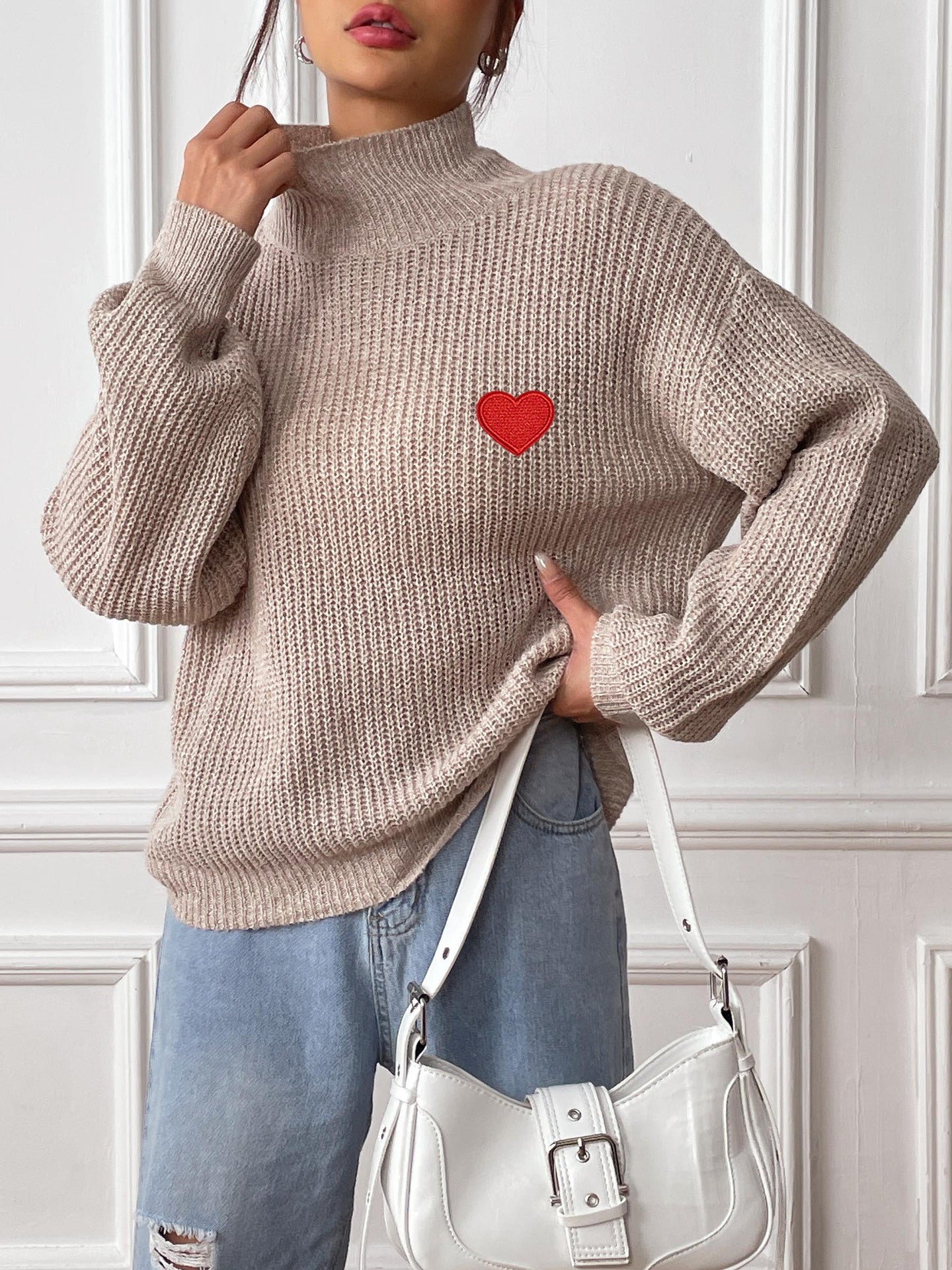 Women Turtle Neck Ribbed Pullover Sweaters