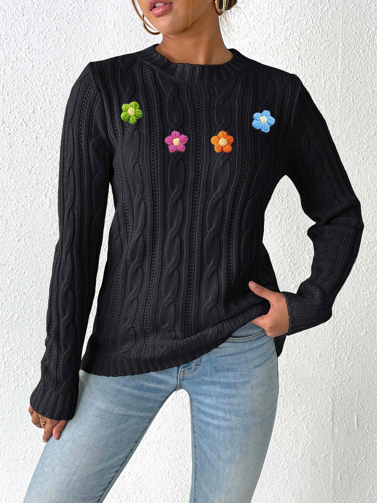 Women Pullover Sweaters with Applique Detail