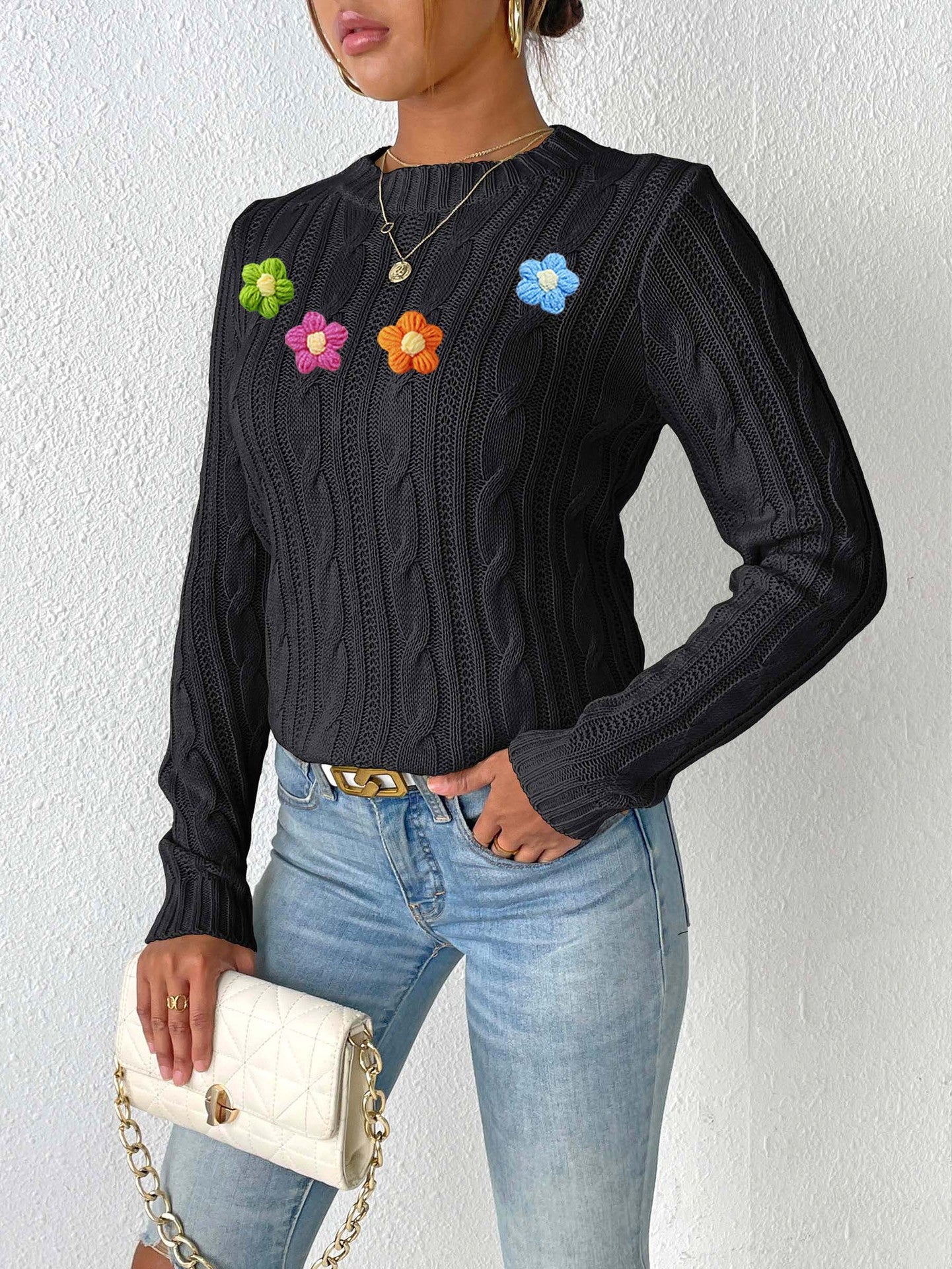 Women Pullover Sweaters with Applique Detail