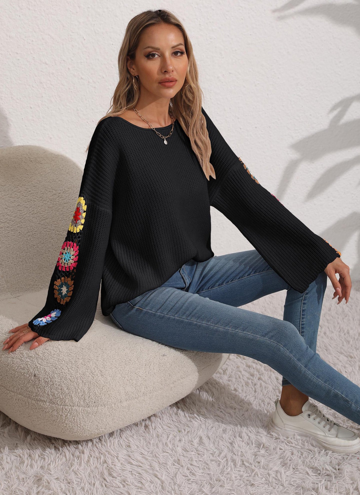 Women Floral Pullover Sweaters