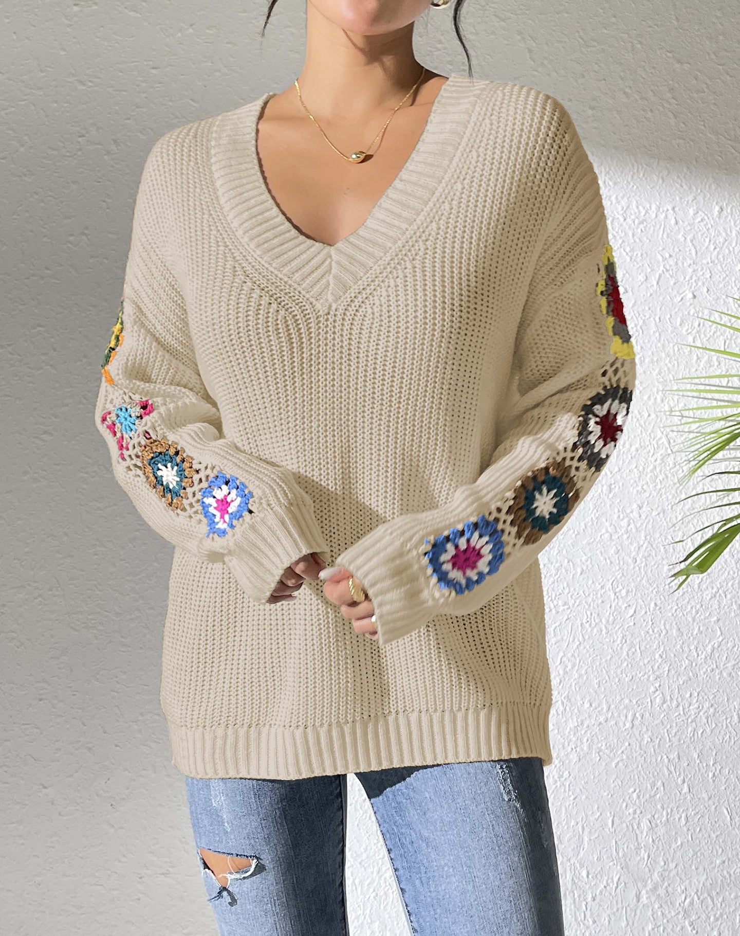 Women Floral Pullover Sweaters