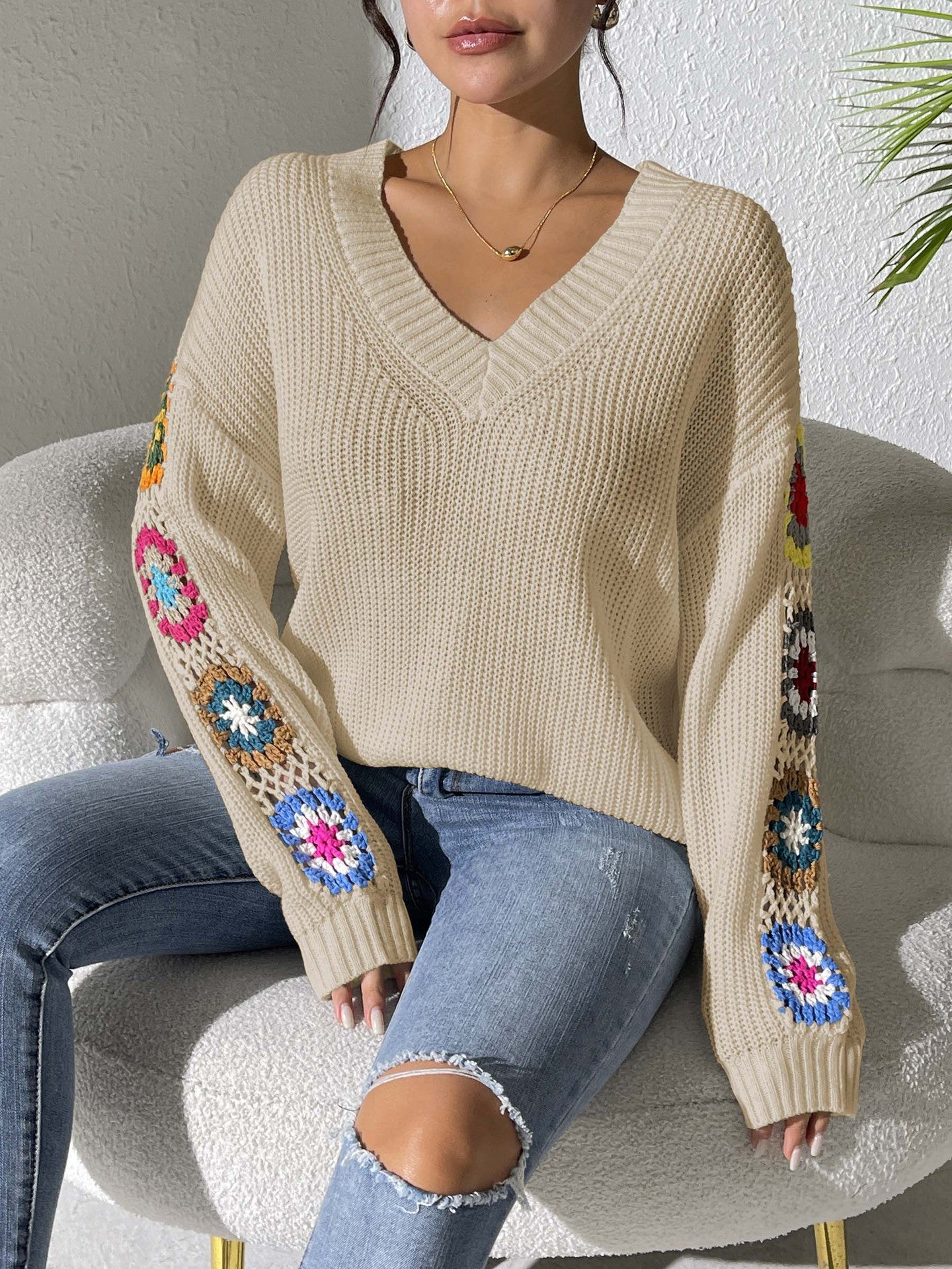 Women Floral Pullover Sweaters