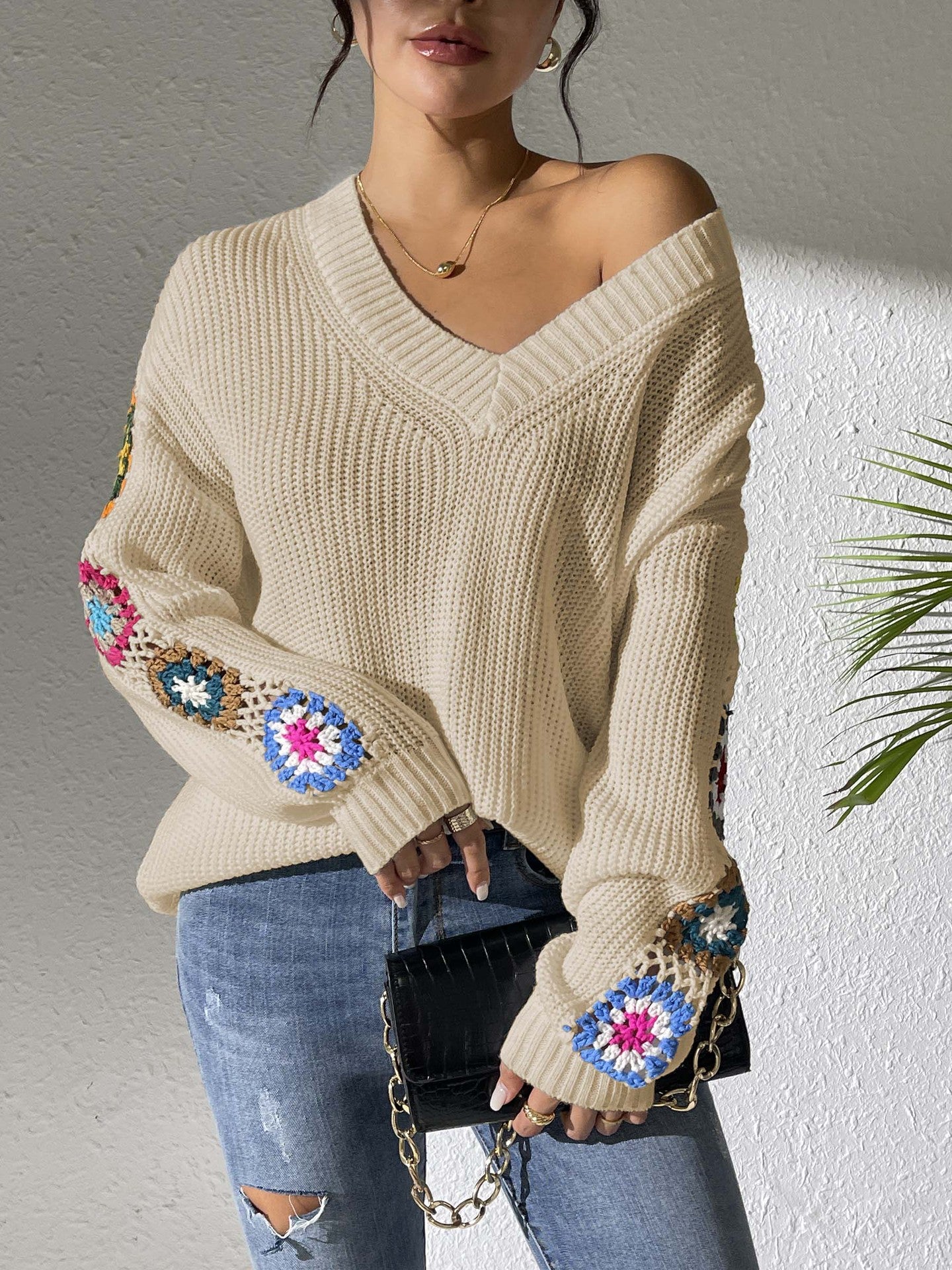 Women Floral Pullover Sweaters