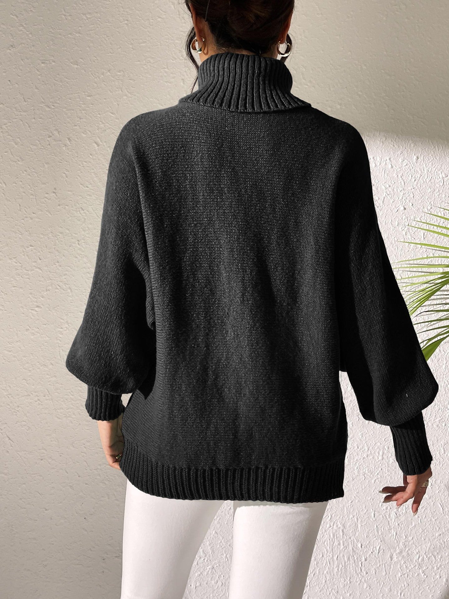 Women Turtle Neck Self Design Pullover