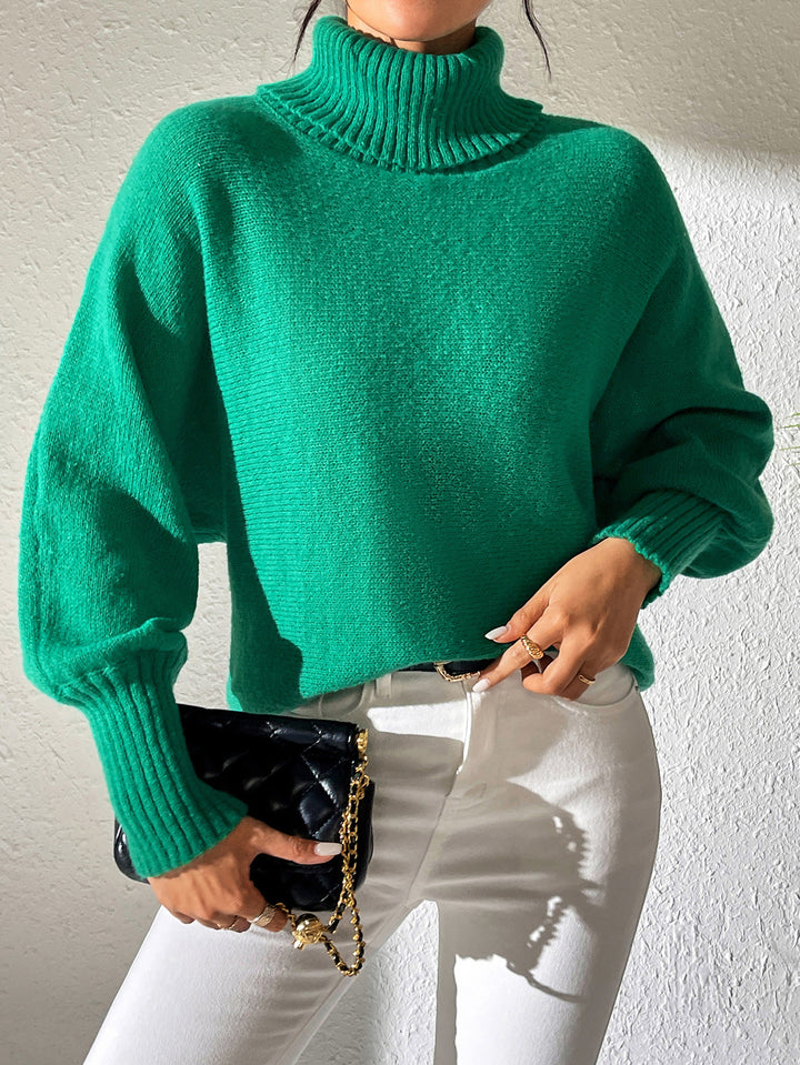 Women Turtle Neck Long Sleeves Pullover