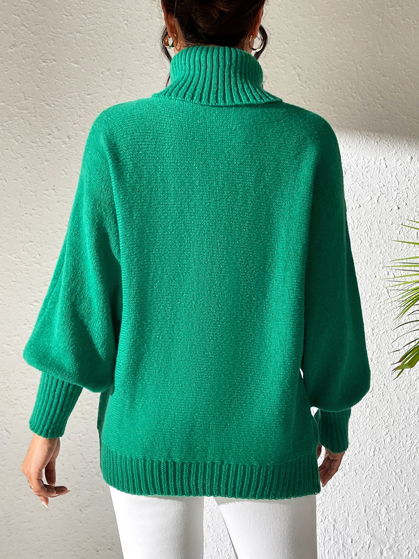 Women Turtle Neck Long Sleeves Pullover