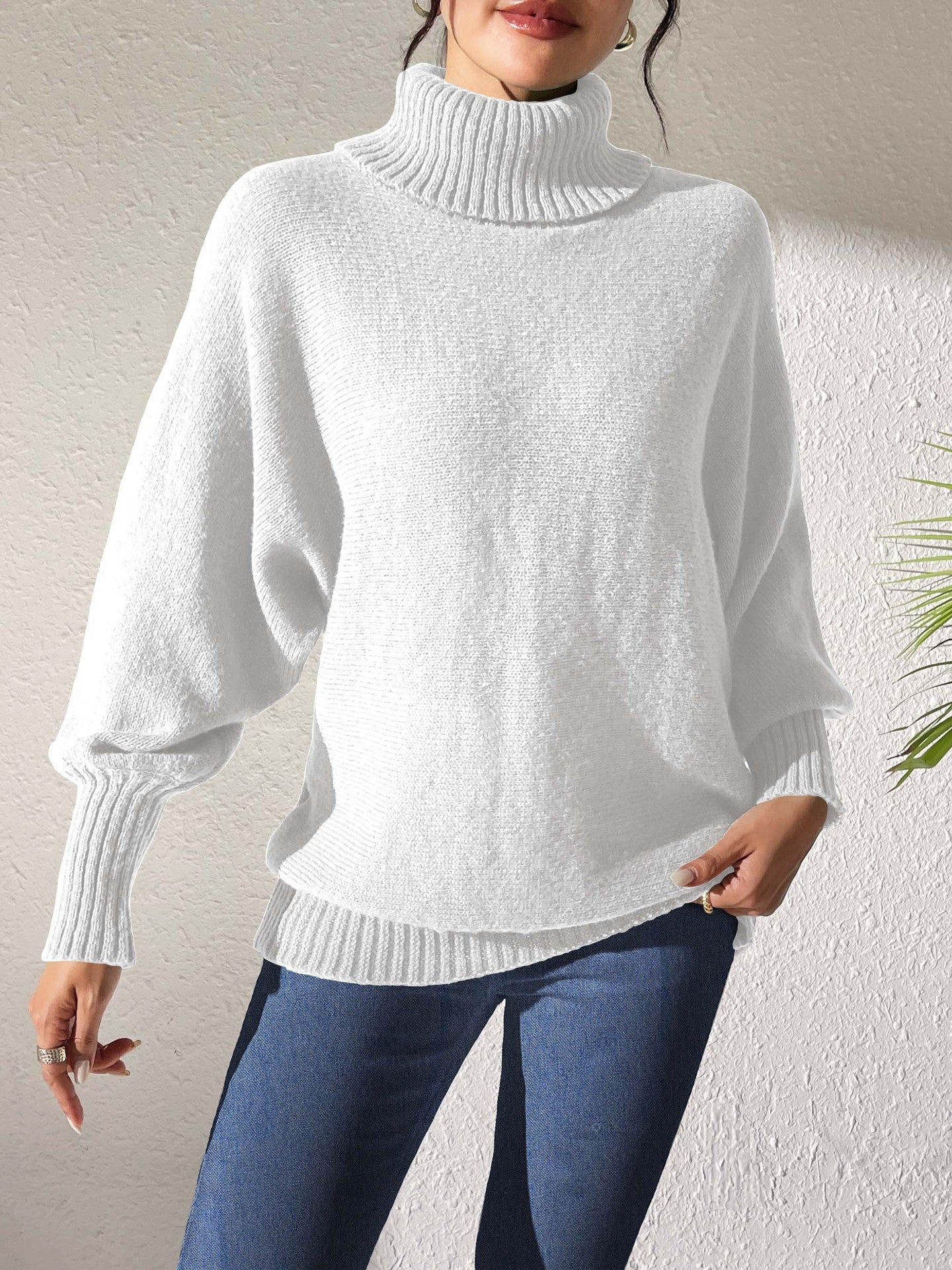 Women Turtle Neck Long Sleeves Pullover Sweaters