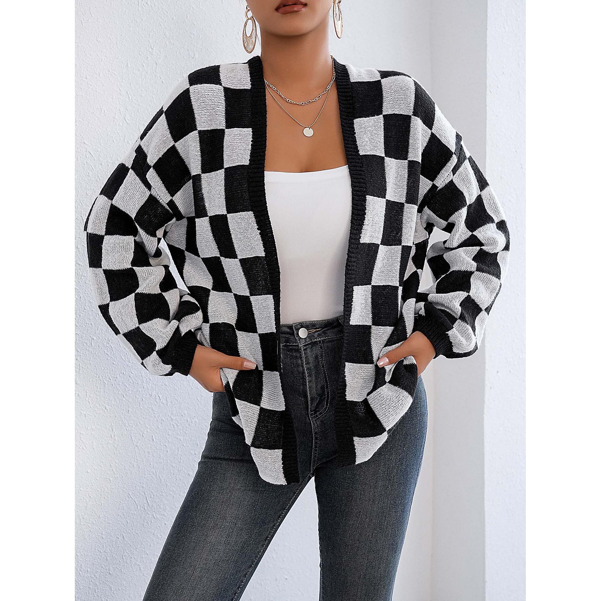 Checked Open Front Shrug
