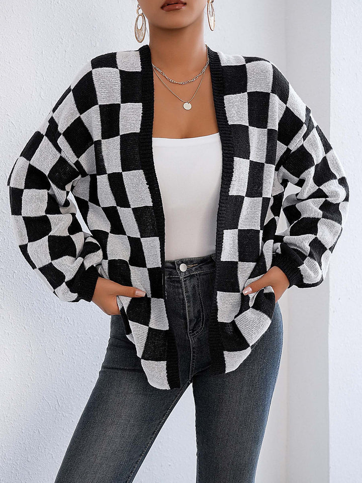 Checked Open Front Shrug