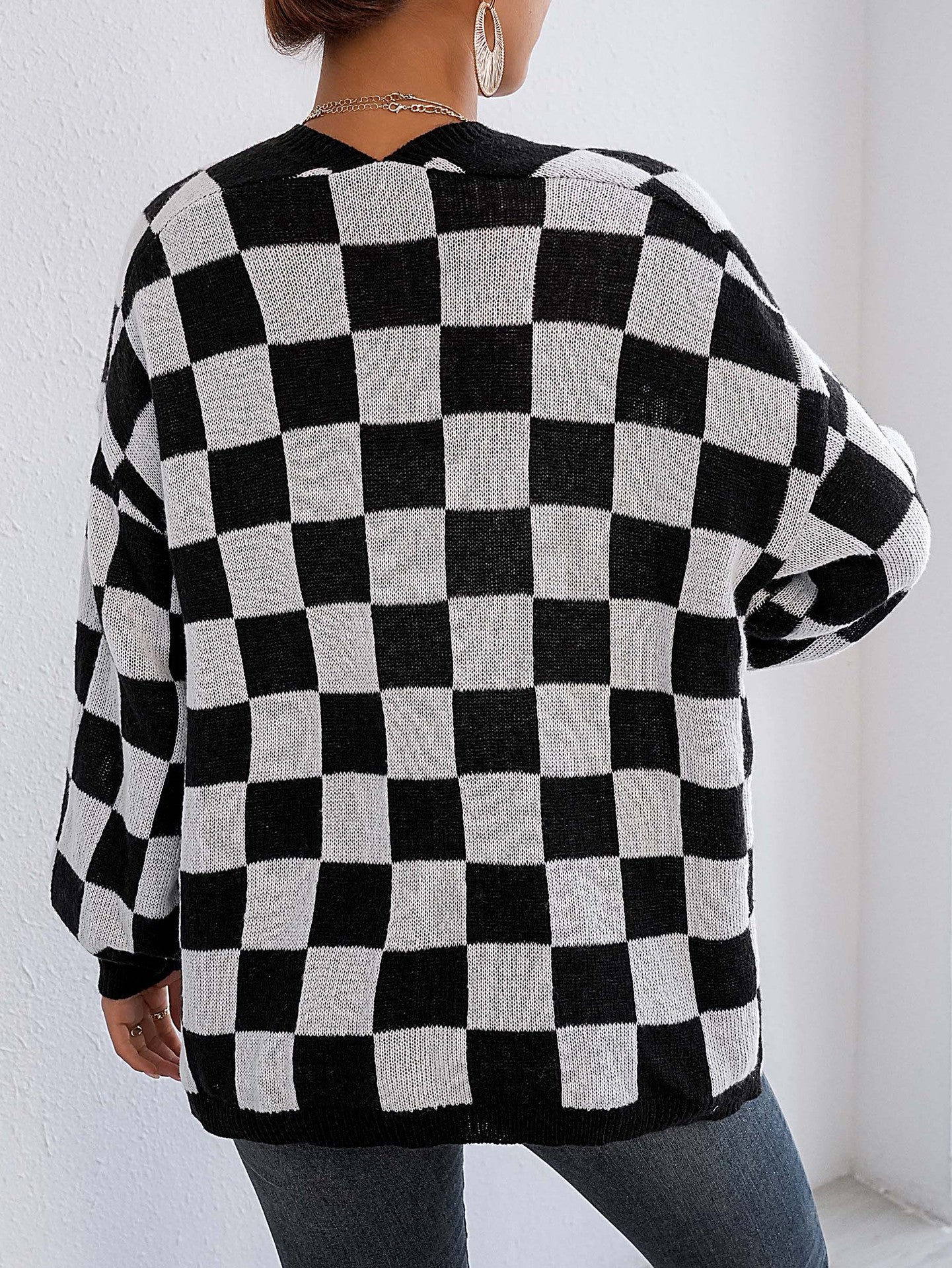 Checked Open Front Shrug