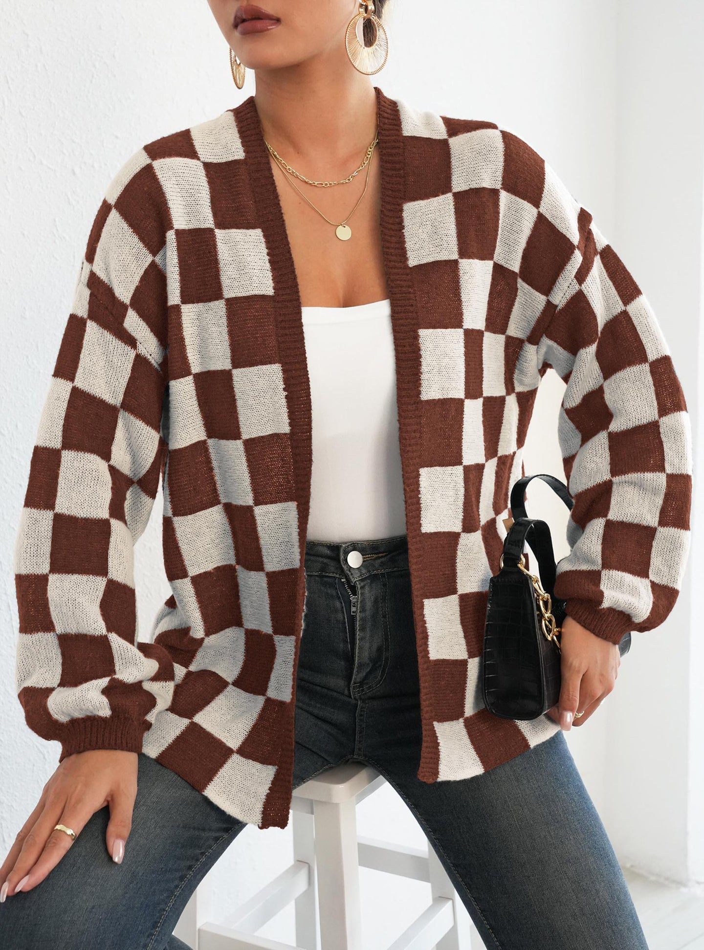 Women Checked Shrug