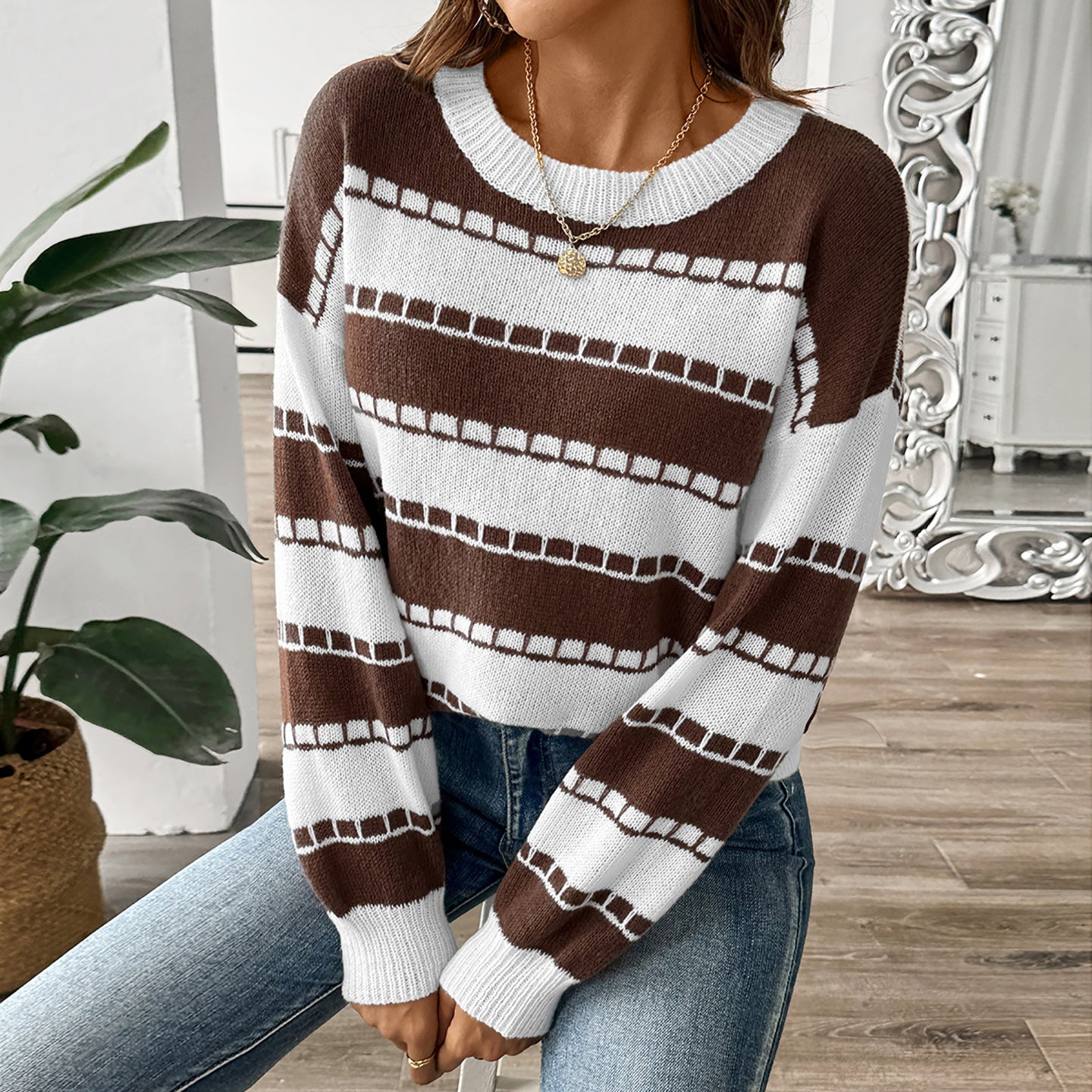 Women Striped Pullover Sweater
