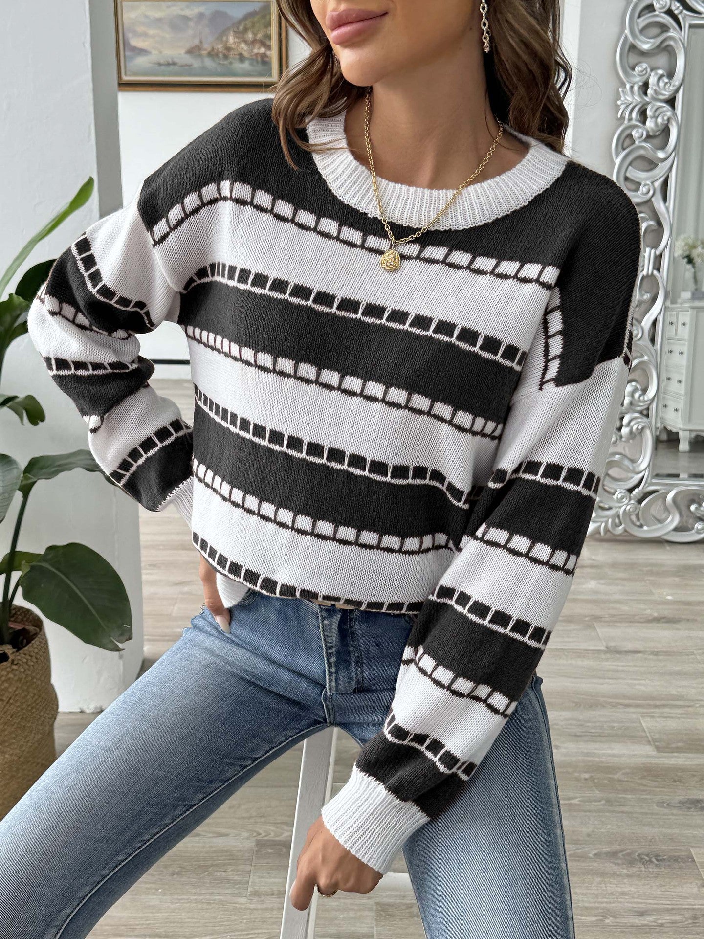 Women Striped Pullover Sweaters