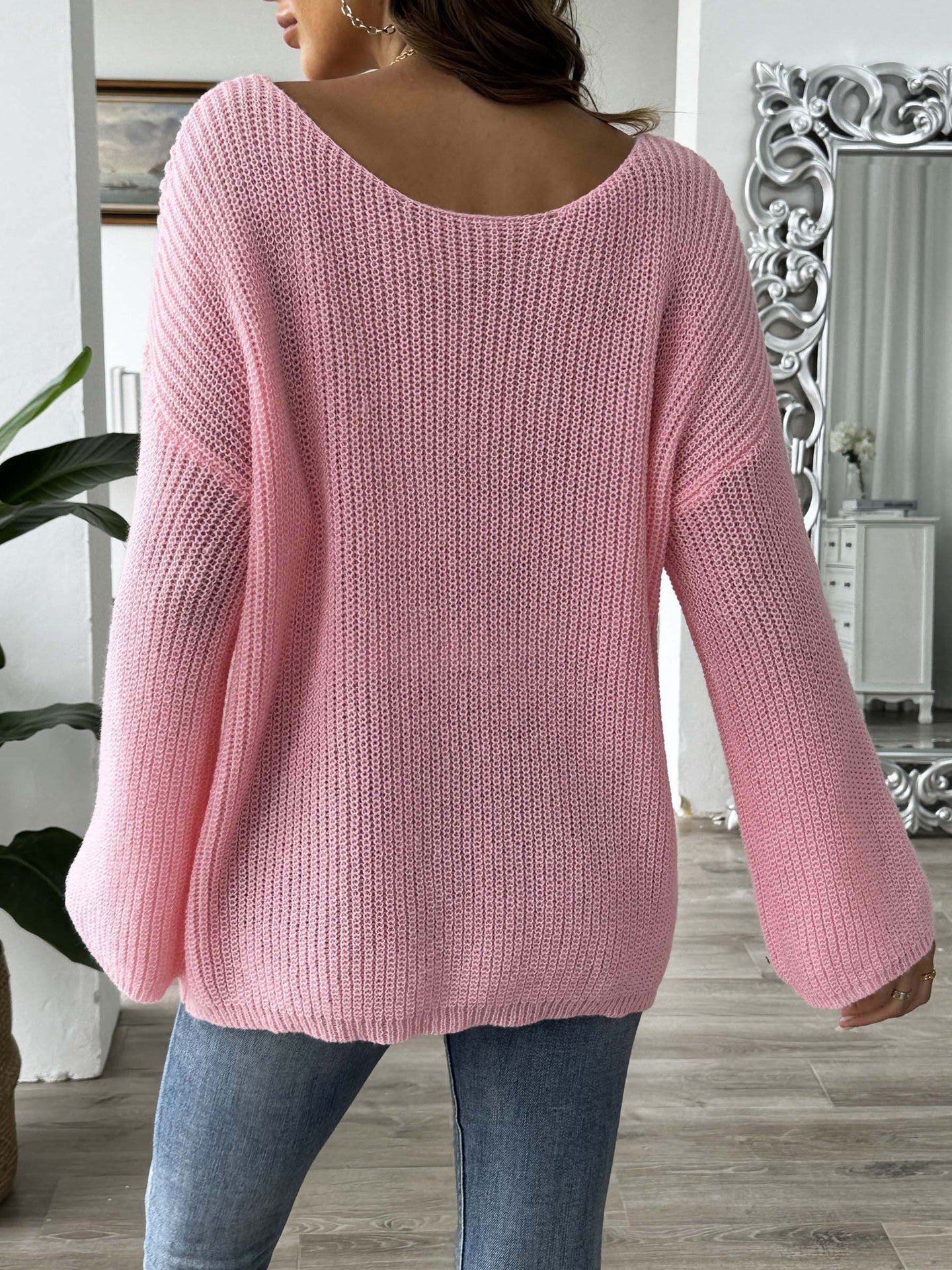 Women Ribbed Oversized Pullover