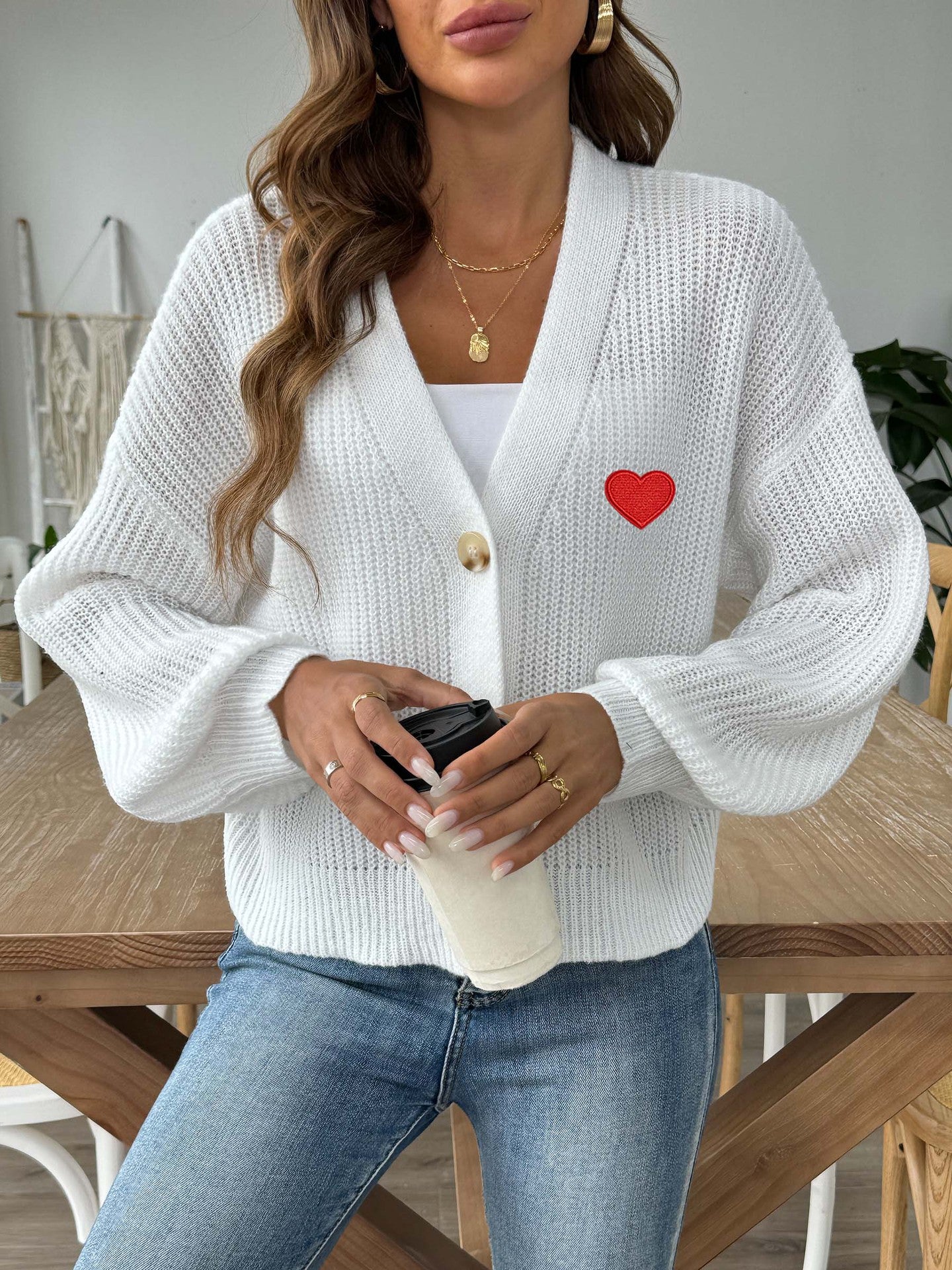 Women Ribbed Long Sleeves Cardigan