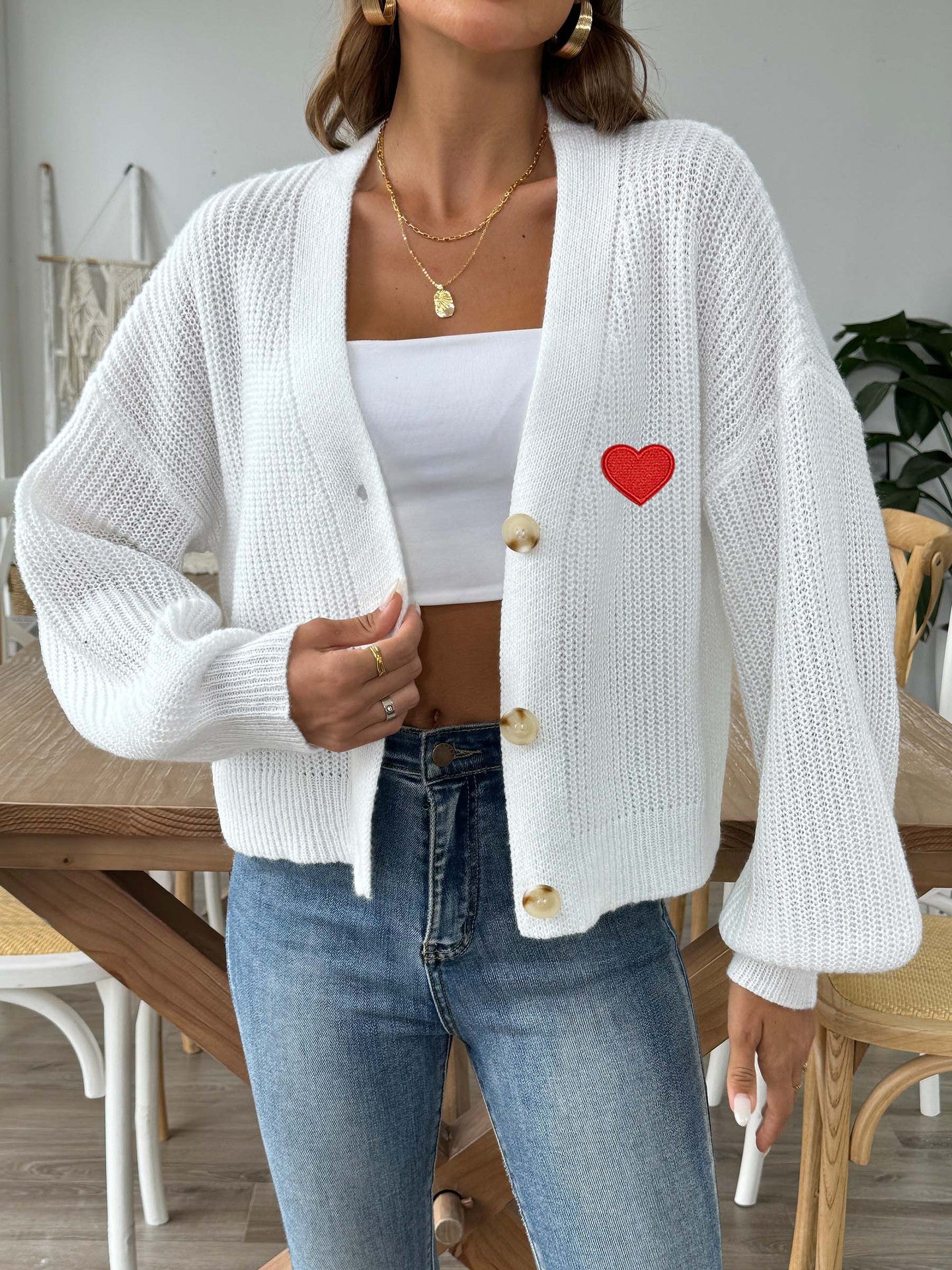 Women Ribbed Long Sleeves Cardigan