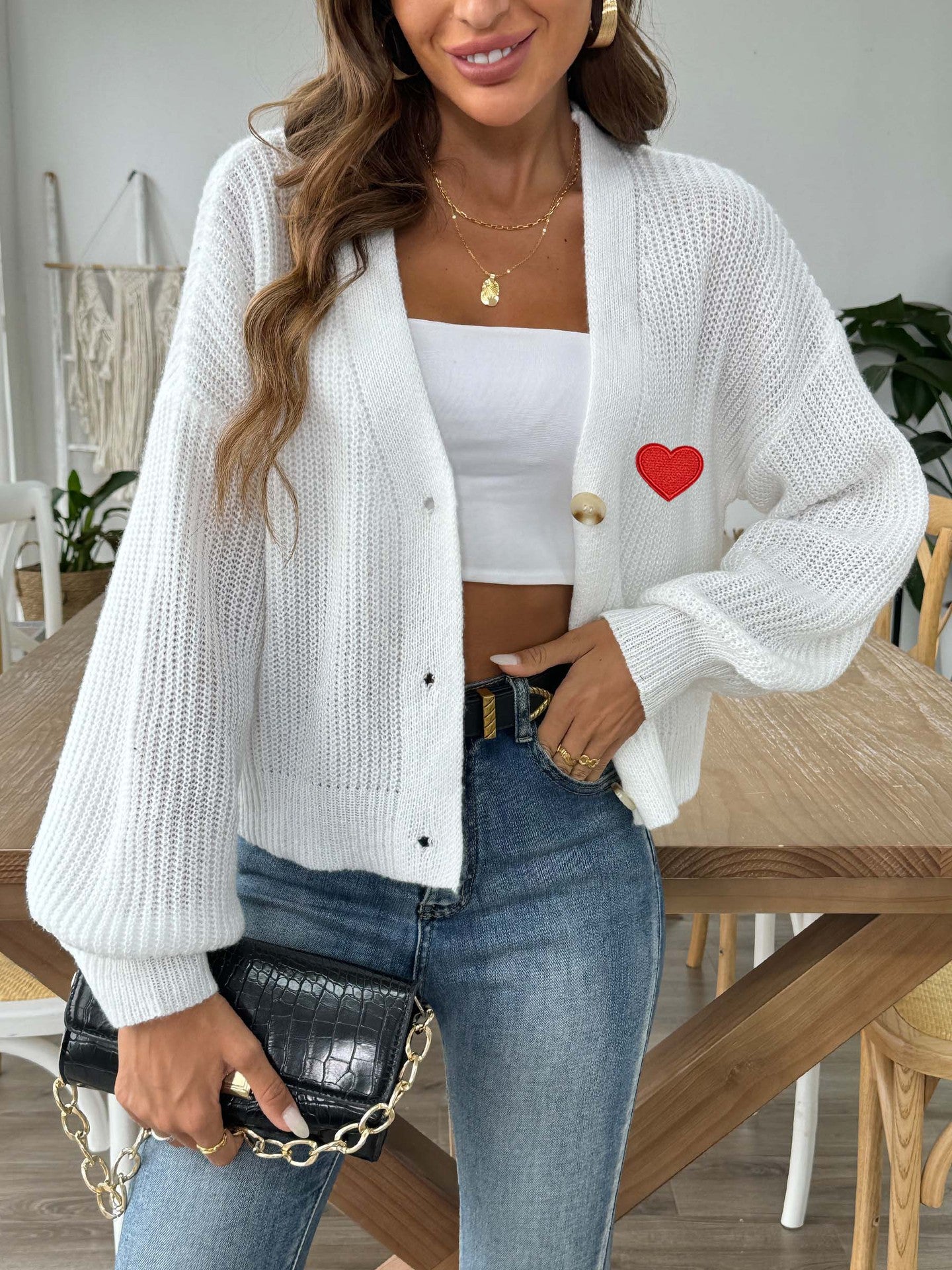 Women Ribbed Long Sleeves Cardigan