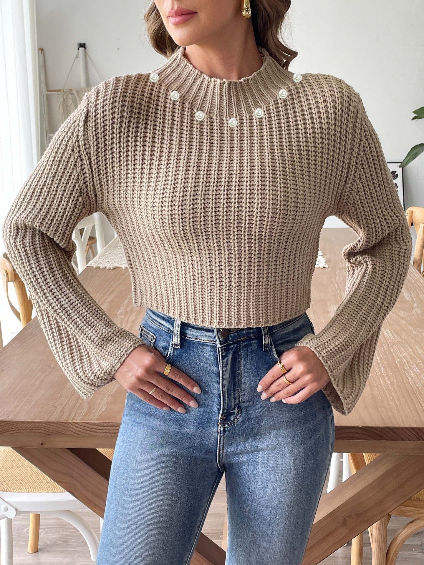 Women Ribbed Crop Pullover